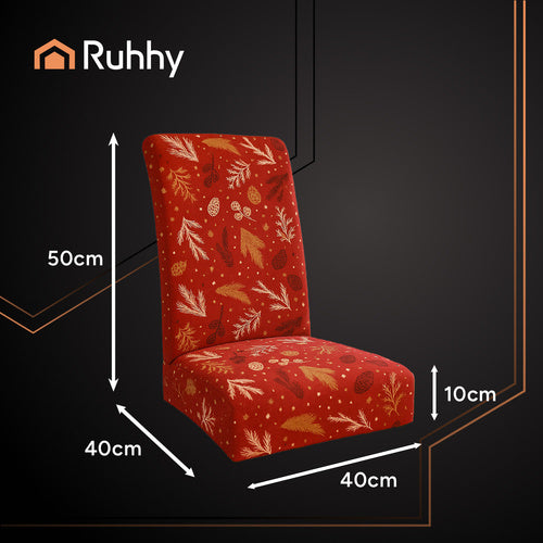 Christmas Chair Covers, Red, Elastic, Set of 6, 50x40x40 cm