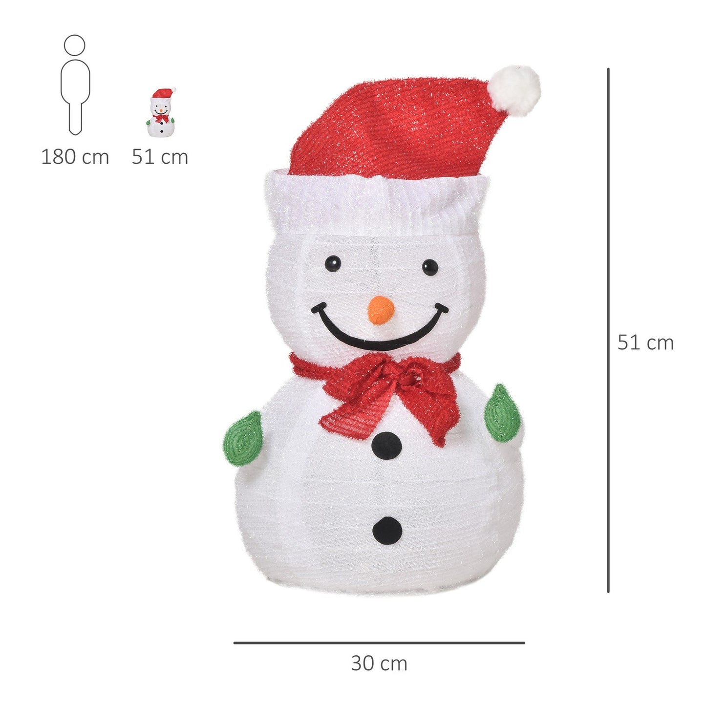 Snowman Christmas decoration with LED lights, weatherproof
