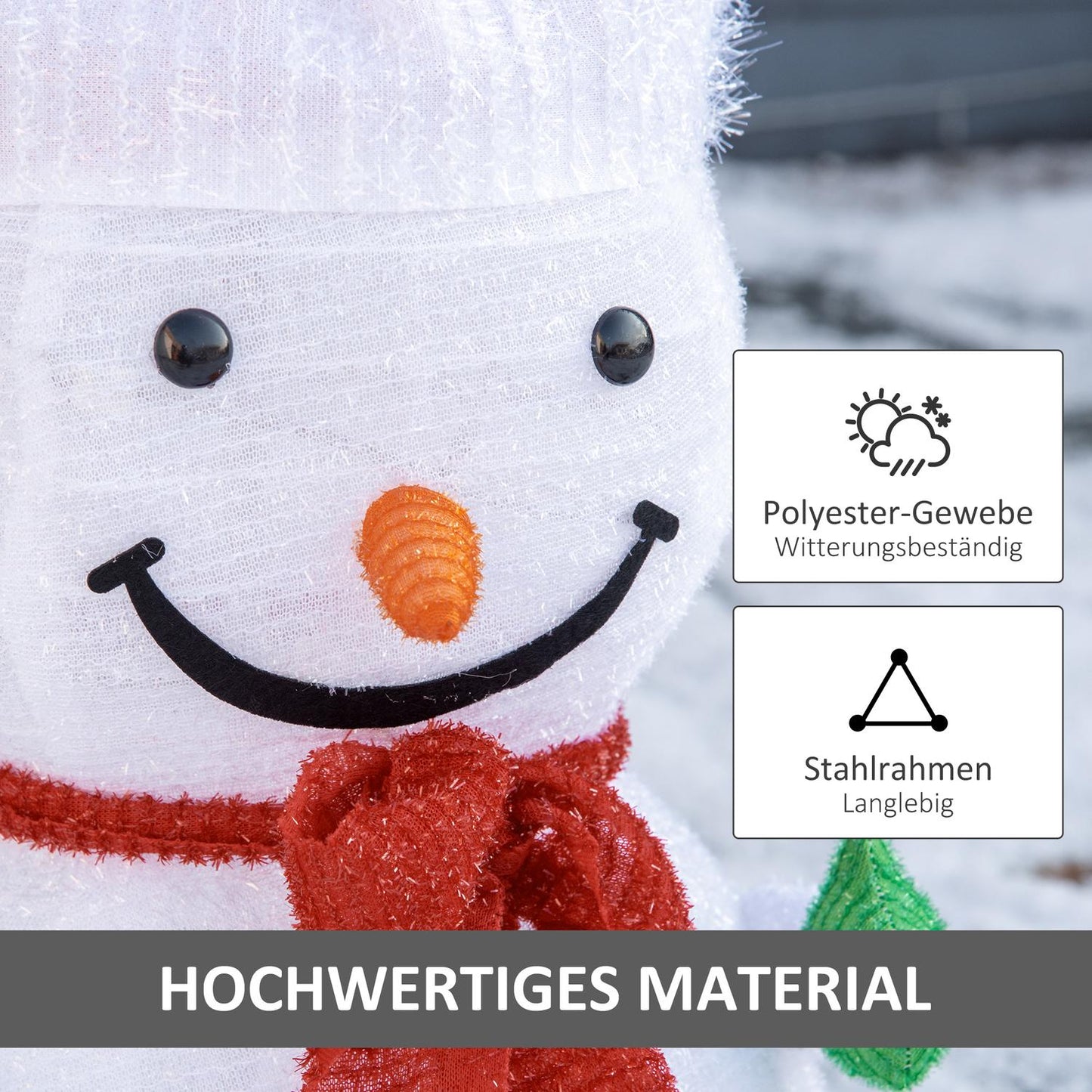 Snowman Christmas decoration with LED lights, weatherproof