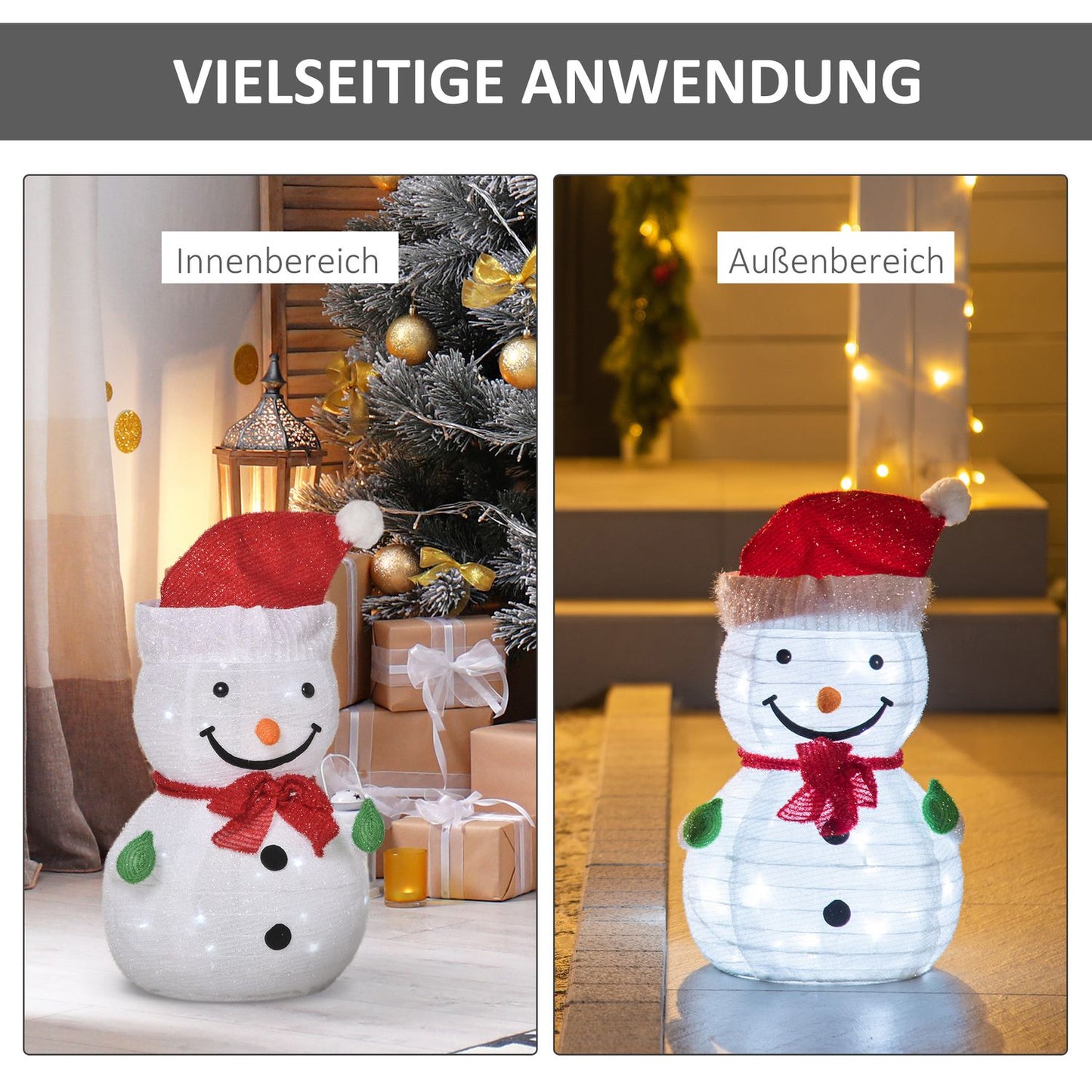 Snowman Christmas decoration with LED lights, weatherproof