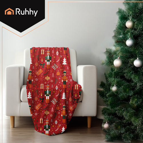Christmas Flannel Blanket, 150x200 cm, Red Polyester