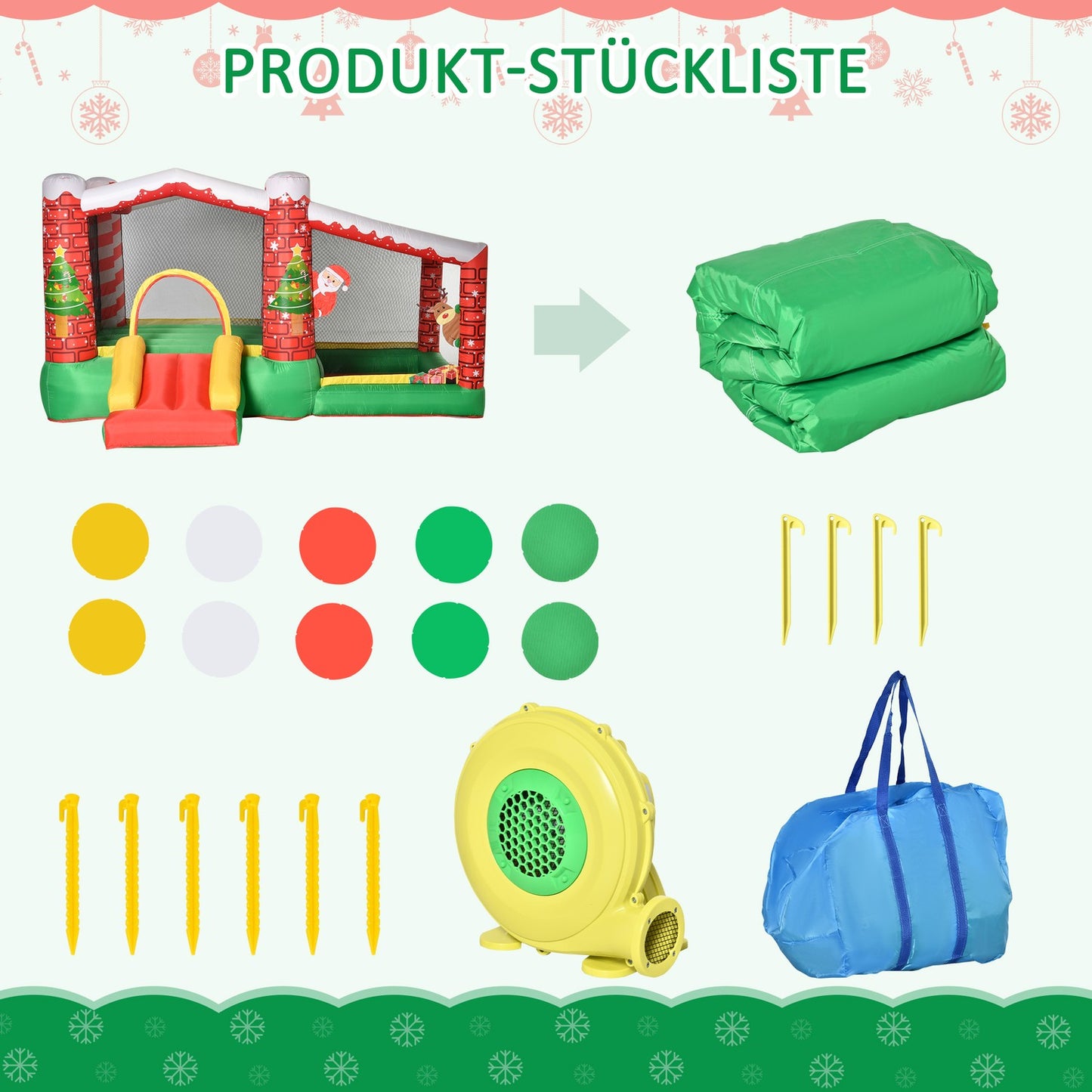 Inflatable Christmas castle for children with slide and ball pit
