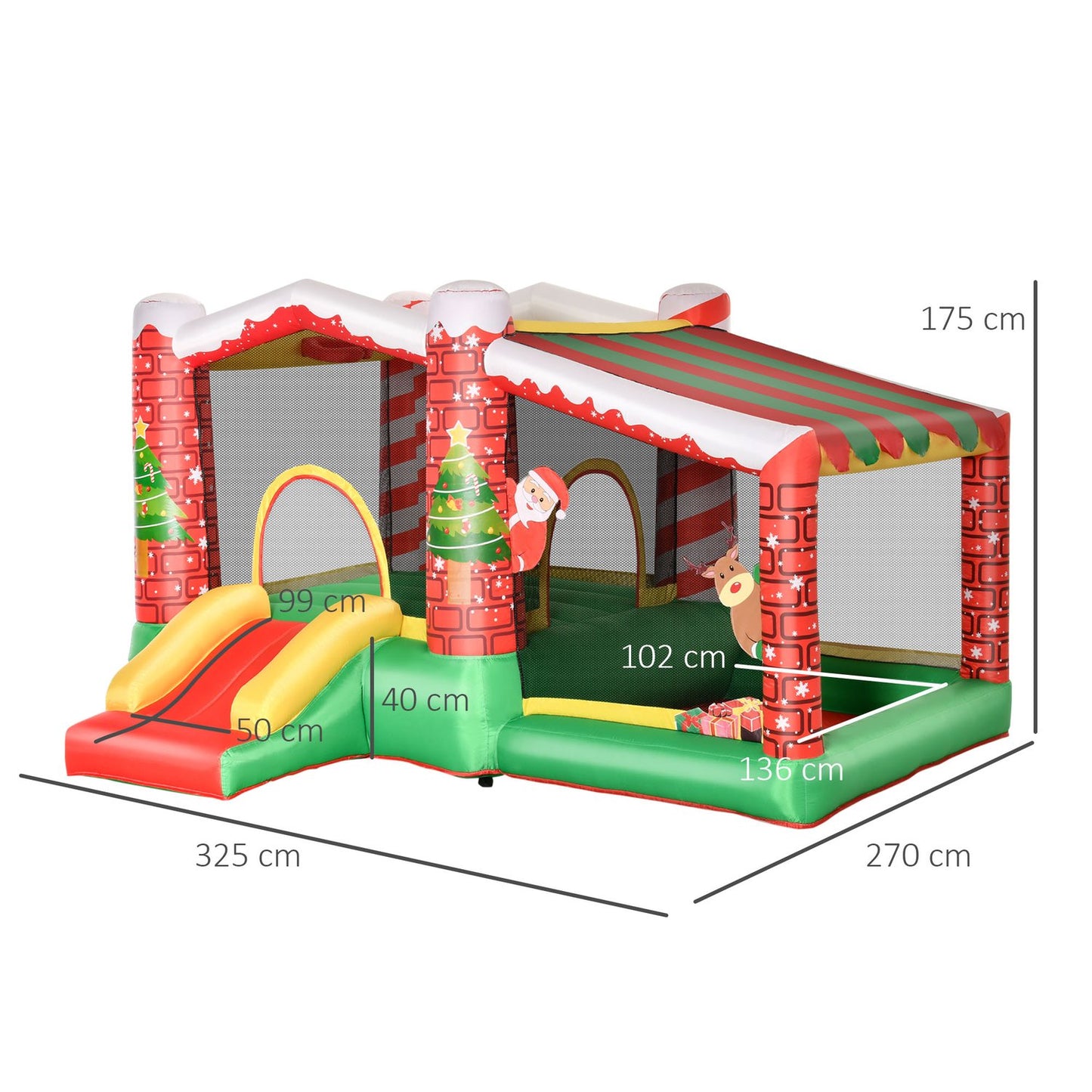 Inflatable Christmas castle for children with slide and ball pit