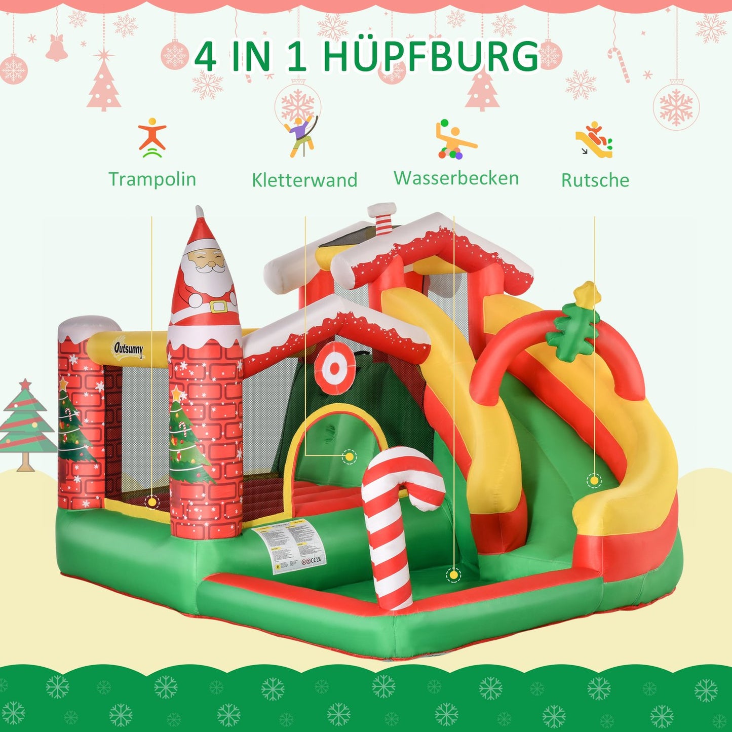 Children's Christmas bouncy castle with slide and ball pit