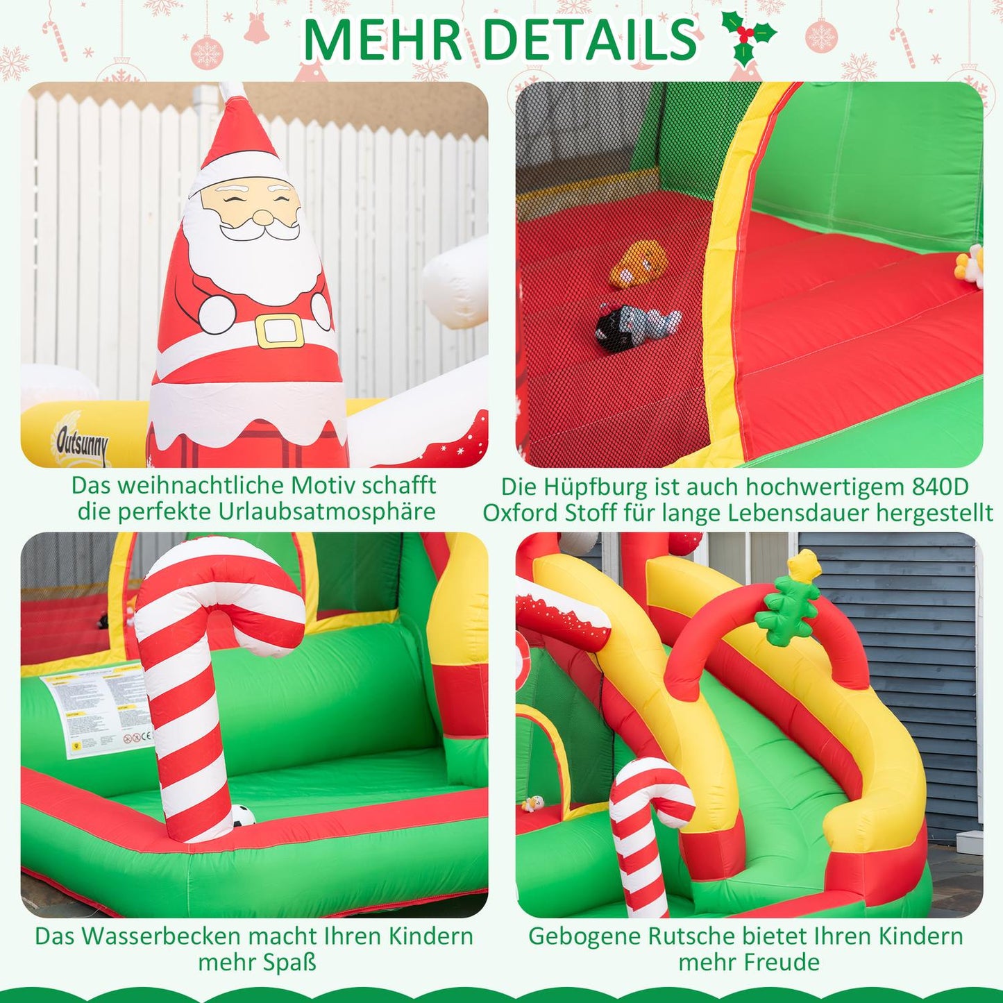 Children's Christmas bouncy castle with slide and ball pit