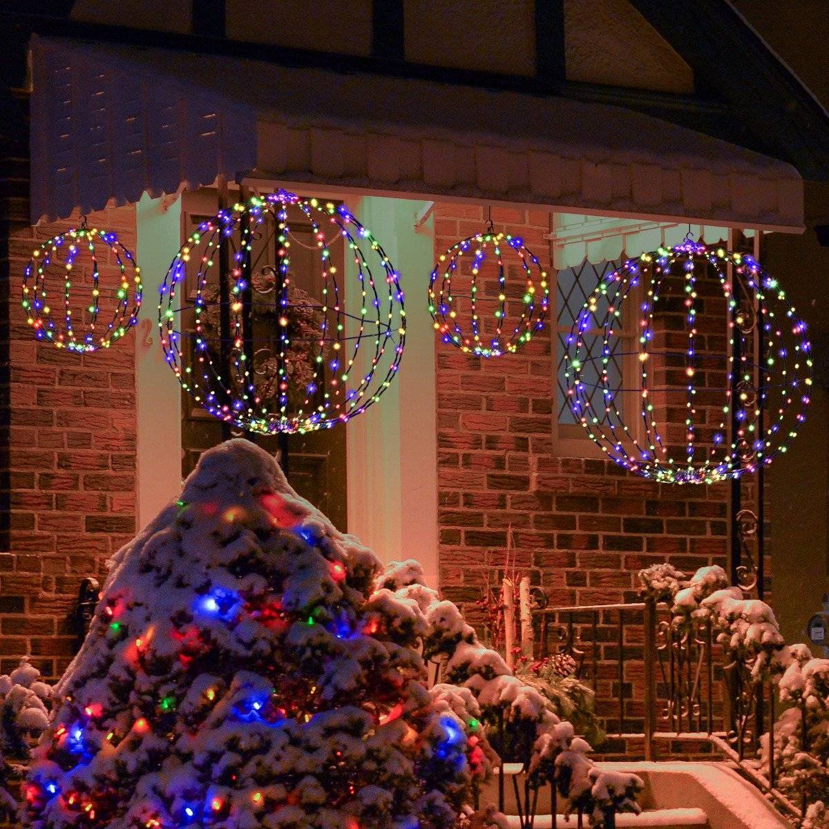Christmas Light Ball Pack of 2 LED Balls for Hanging and Standing Christmas Lights