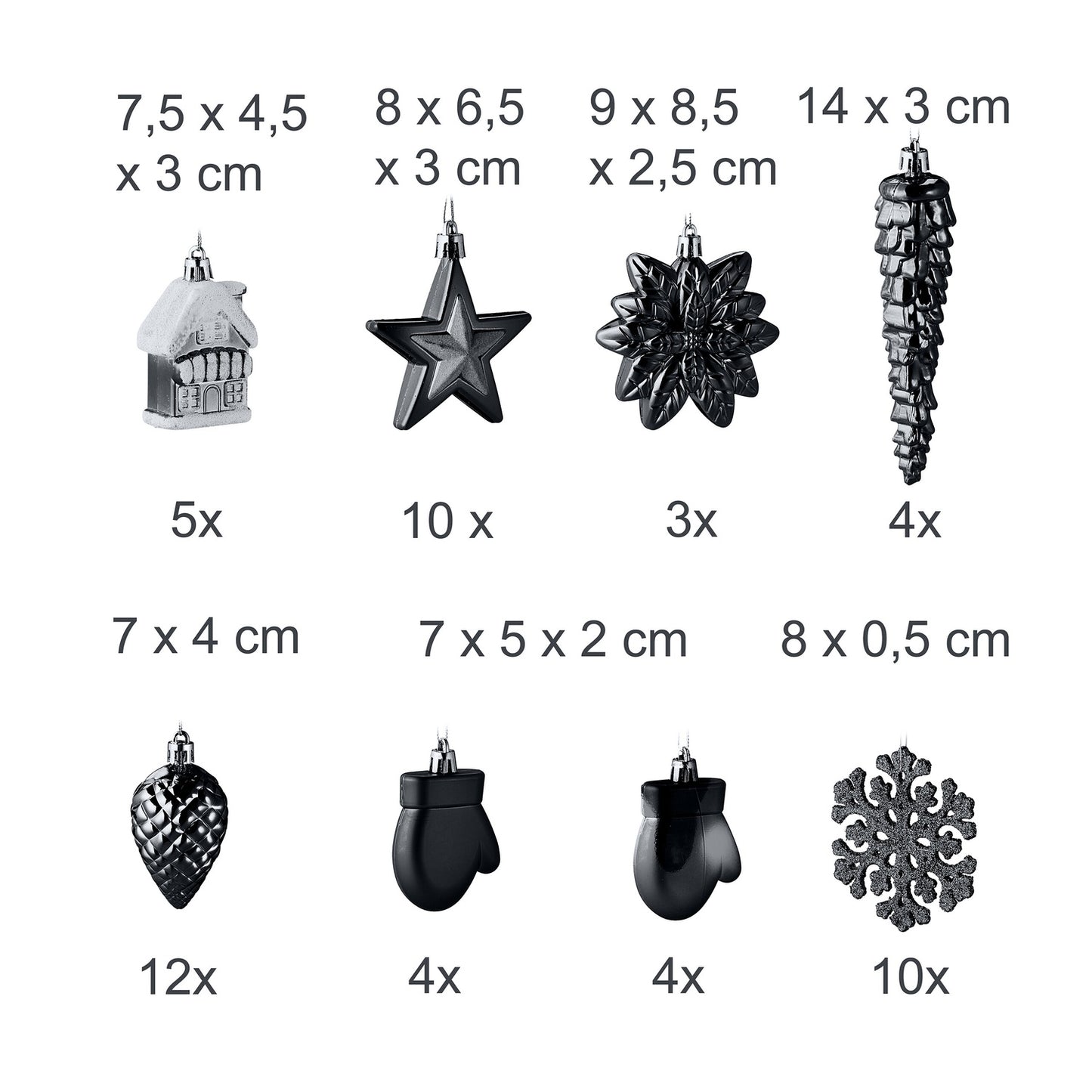 Christmas Ornaments Set, 100 Pieces, 10 Designs