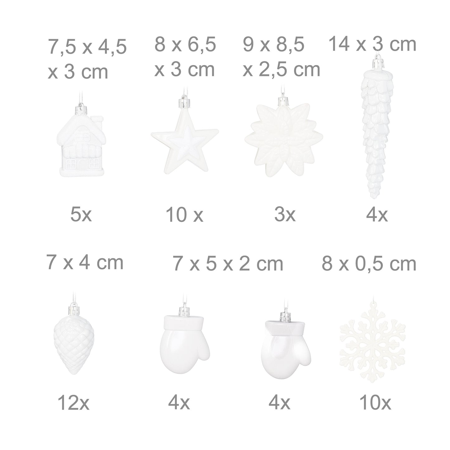 Christmas Ornaments Set, 100 Pieces, 10 Designs