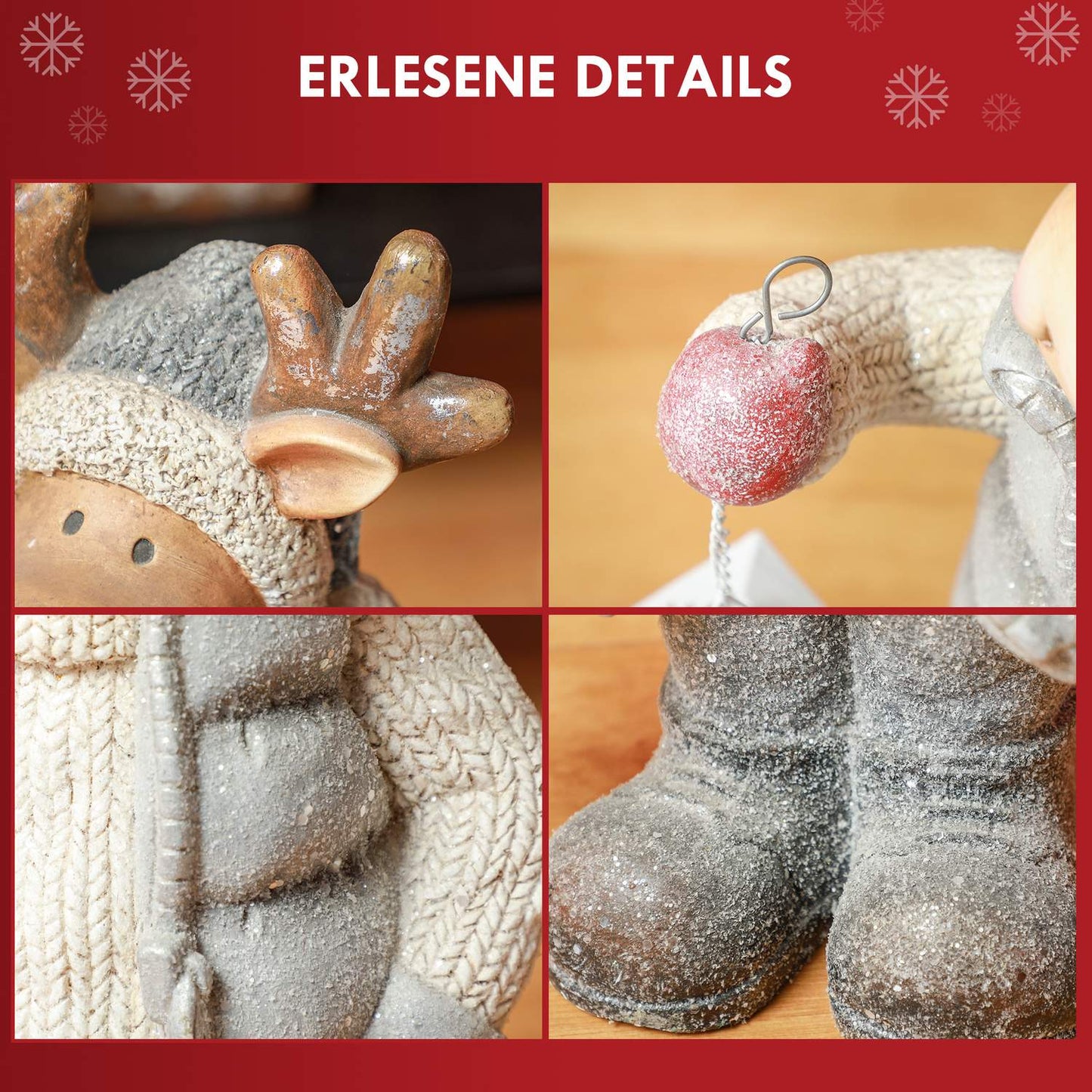 Christmas Reindeer Decoration with LED Lantern, Battery-Powered