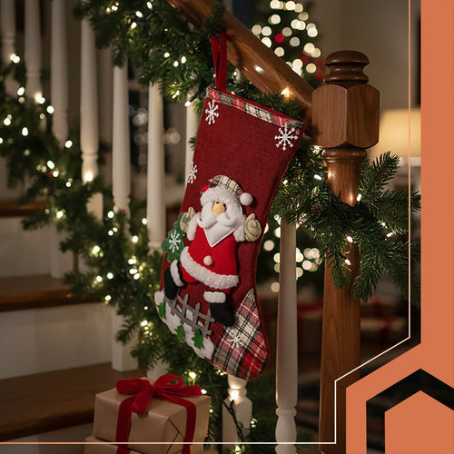 Christmas Stockings Set, 4 Decorative Designs, 19x31 cm
