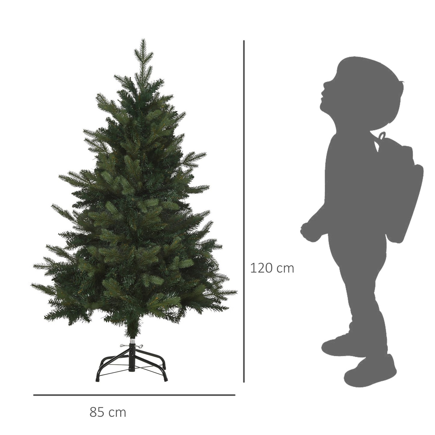 Artificial Christmas tree, 1.2 m high, 657 branches, metal stand