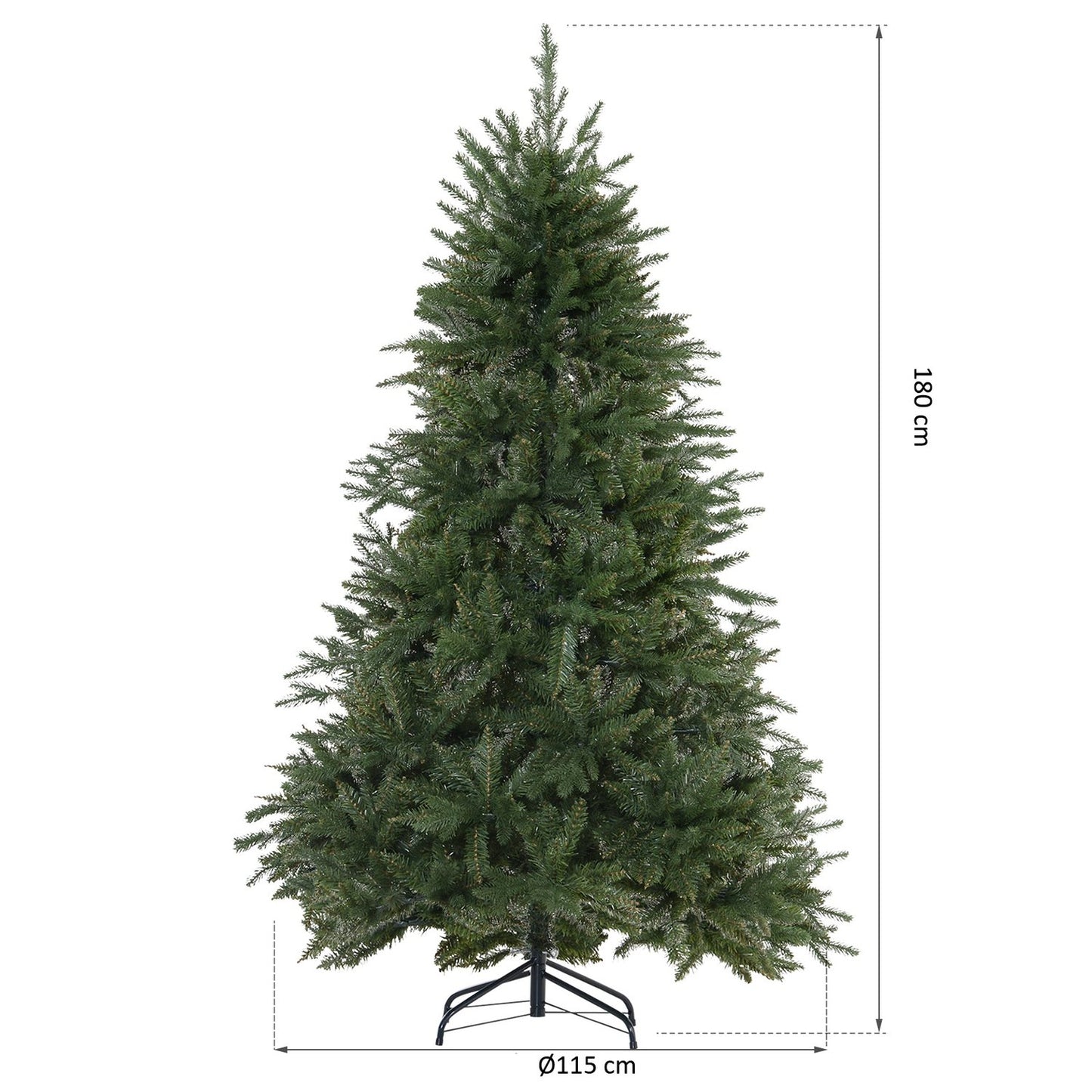 1.8m Artificial Christmas Tree, Dense Spruce, Metal Base