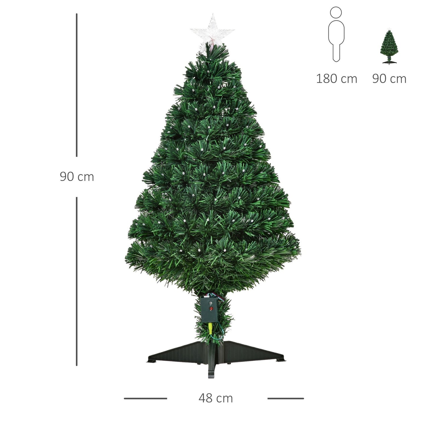 Christmas tree, green, 48cm x 90cm, 90 LED lights
