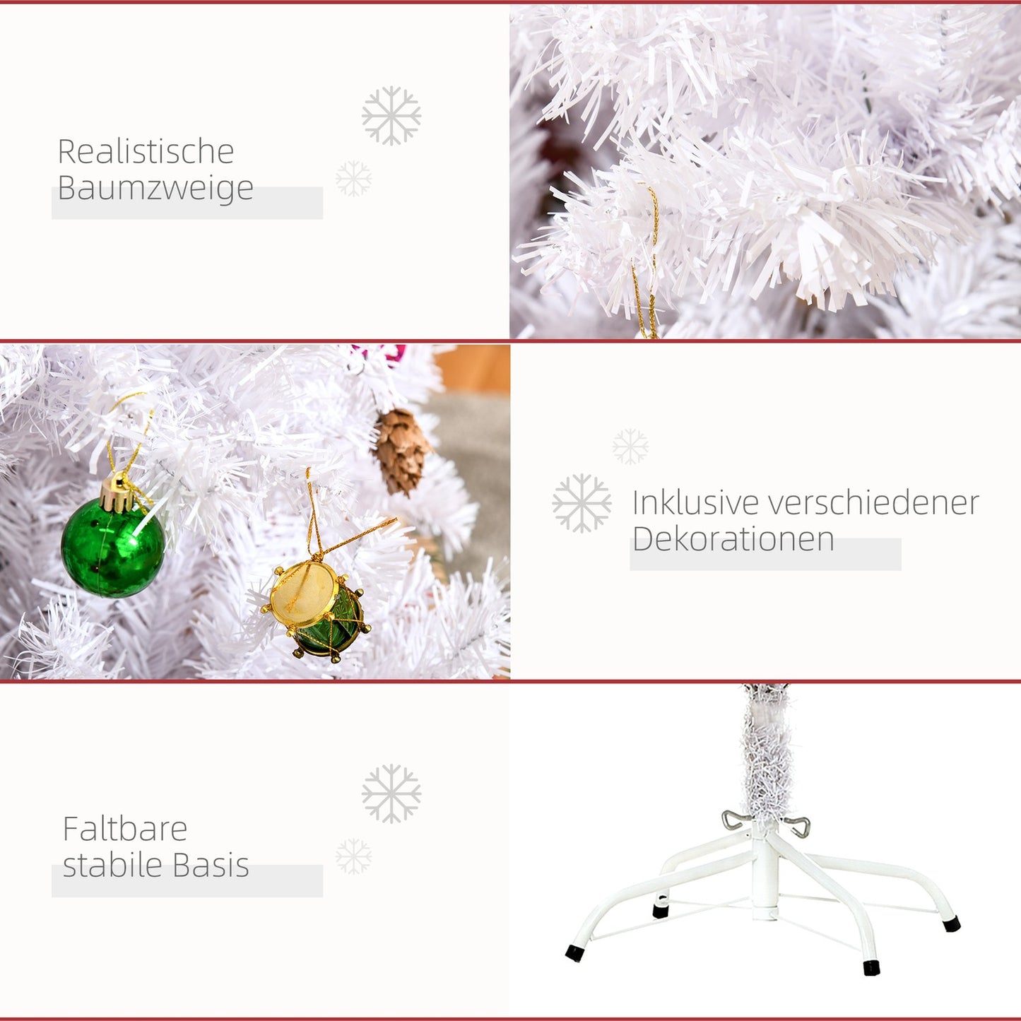 150 cm White artificial Christmas tree with decorations