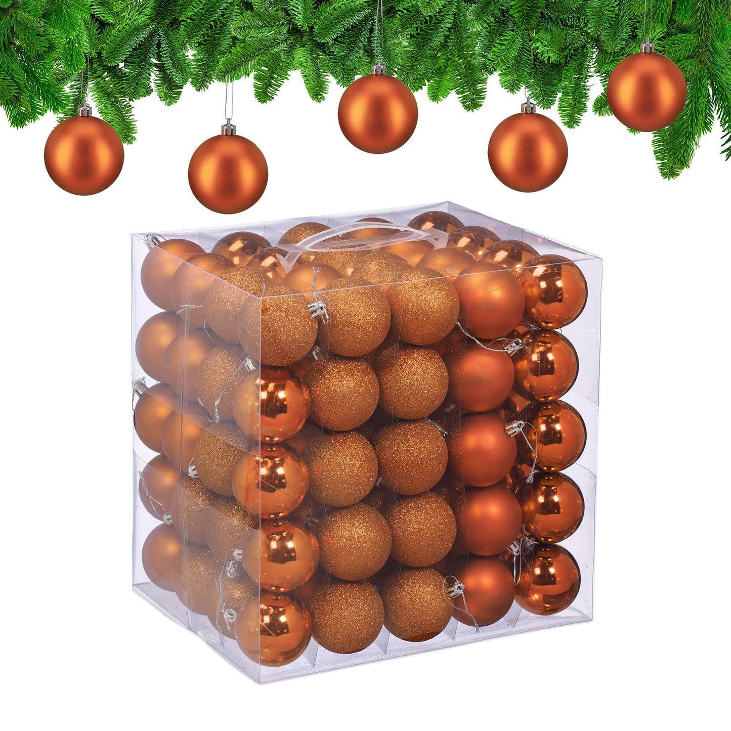 Christmas Tree Baubles Set, 100 Pieces, Matte/Glossy/Glitter
