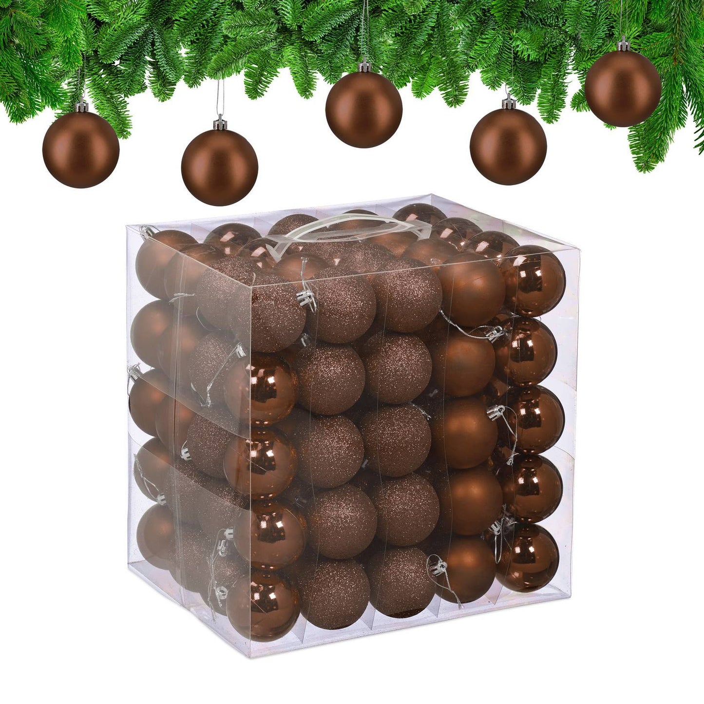 Christmas Tree Baubles Set, 100 Pieces, Matte/Glossy/Glitter