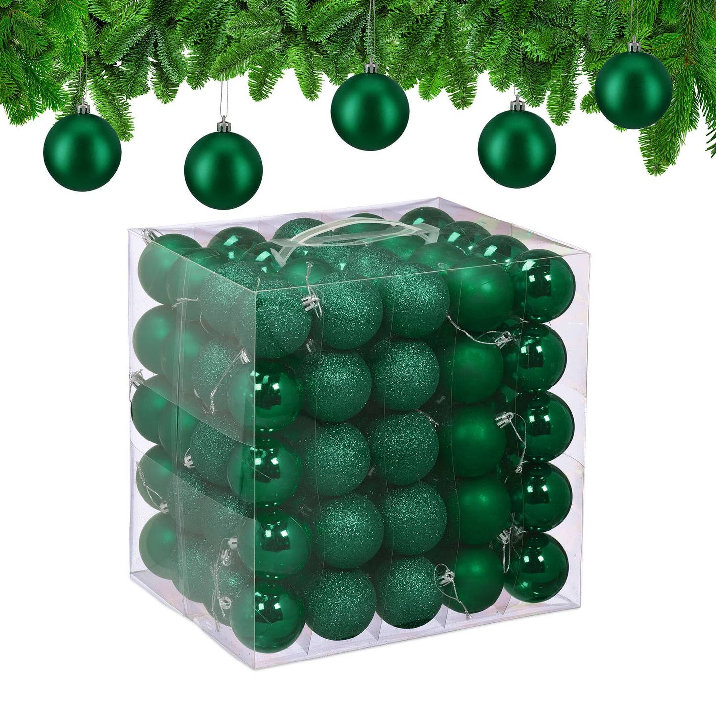 Christmas Tree Baubles Set, 100 Pieces, Matte/Glossy/Glitter