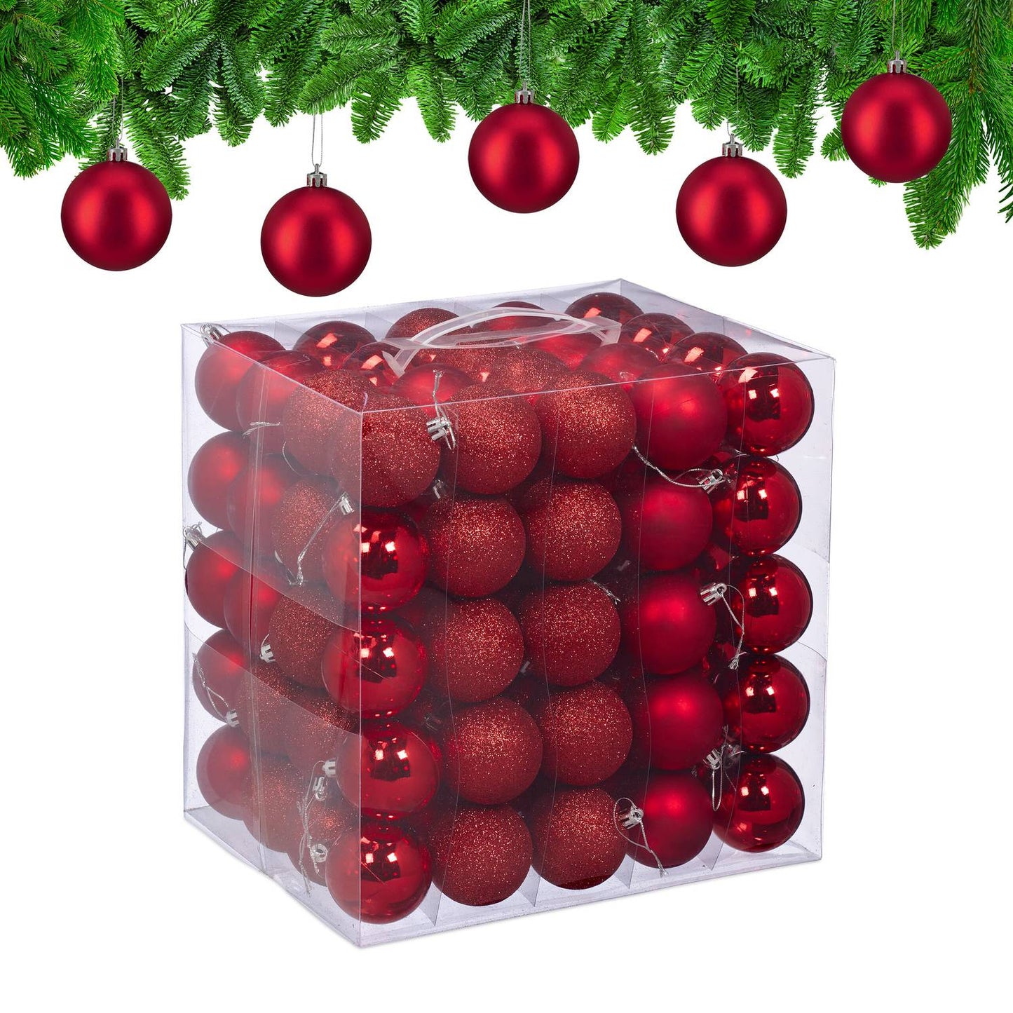 Christmas Tree Baubles Set, 100 Pieces, Matte/Glossy/Glitter