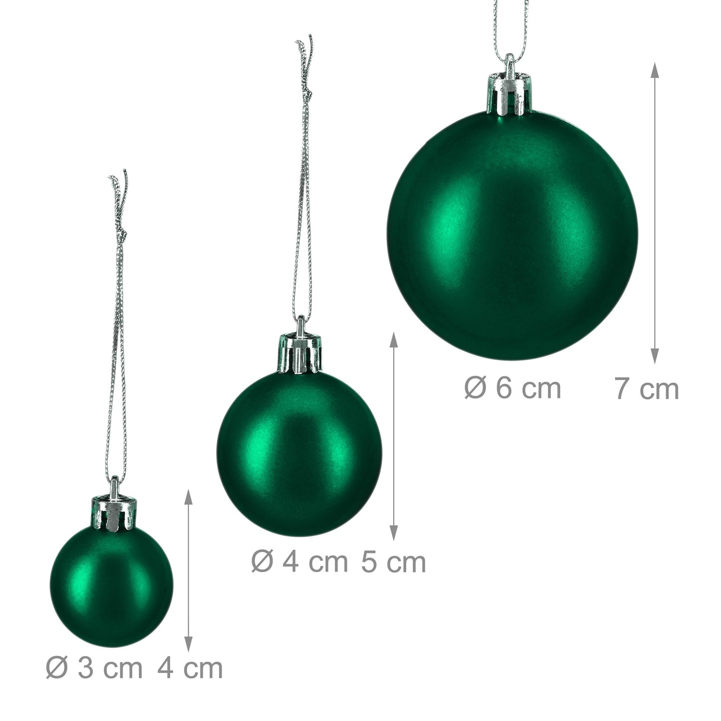 Christmas Tree Baubles Set, 100 Pieces, Various Sizes