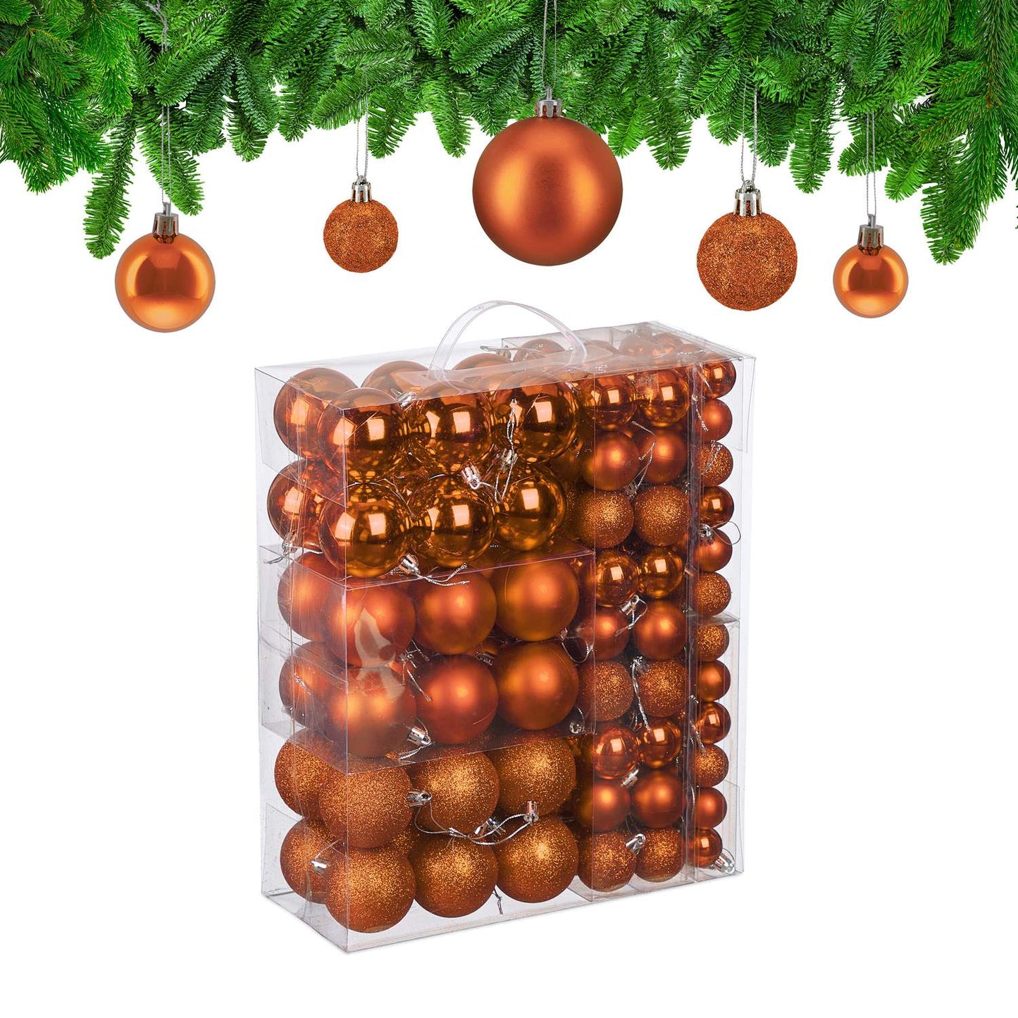 Christmas Tree Baubles Set, 138 Pieces, Plastic