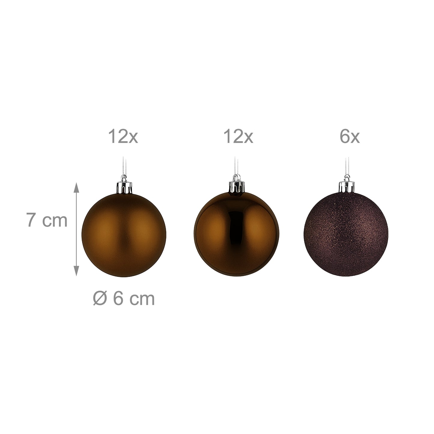 Christmas Tree Baubles Set, 30 Plastic Ornaments