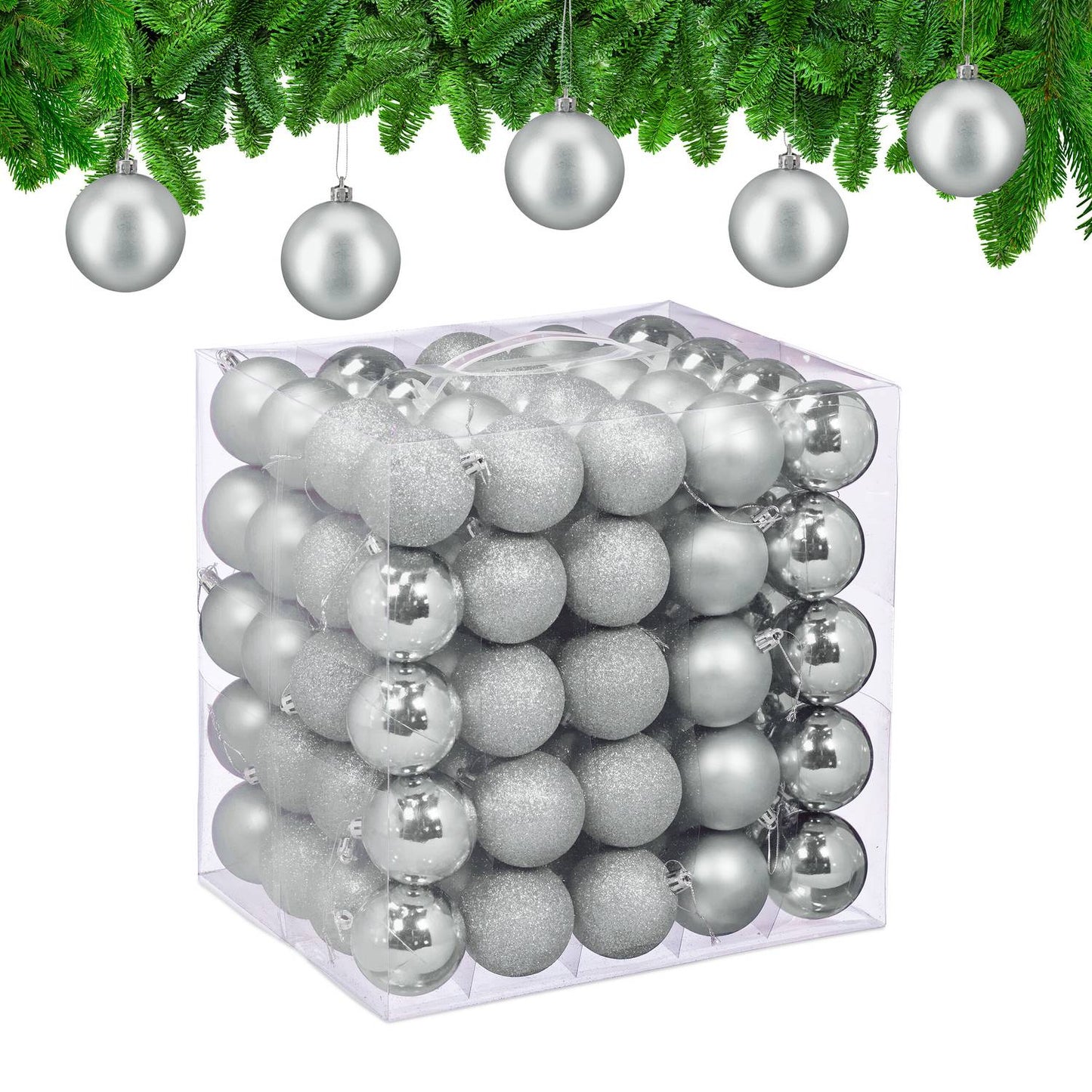 Christmas Tree Baubles Set, 3 Designs, 100 Pieces