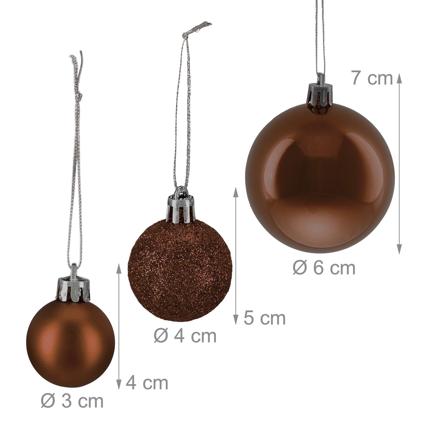Christmas Tree Baubles Set, 50 Pcs – Matte, Shiny, Glitter