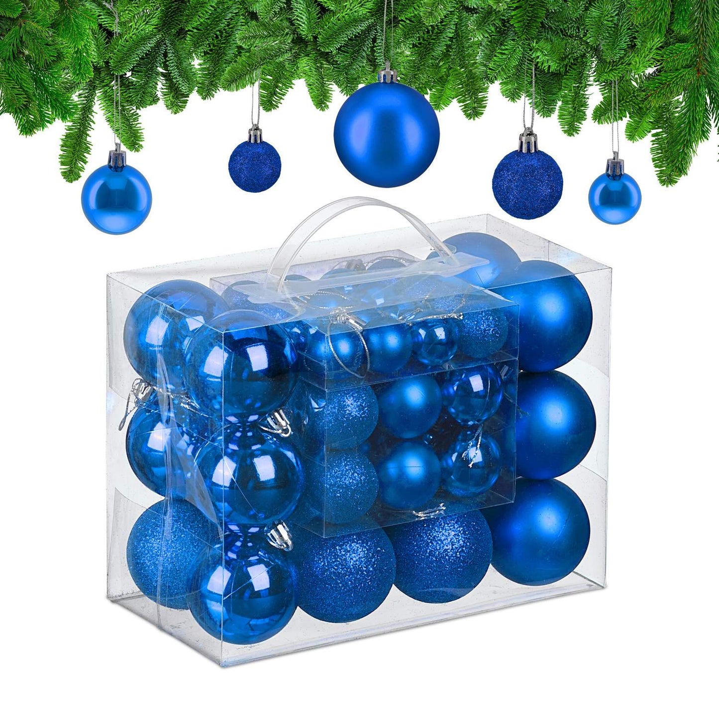 Christmas Tree Baubles Set, 50 Pcs – Matte, Shiny, Glitter