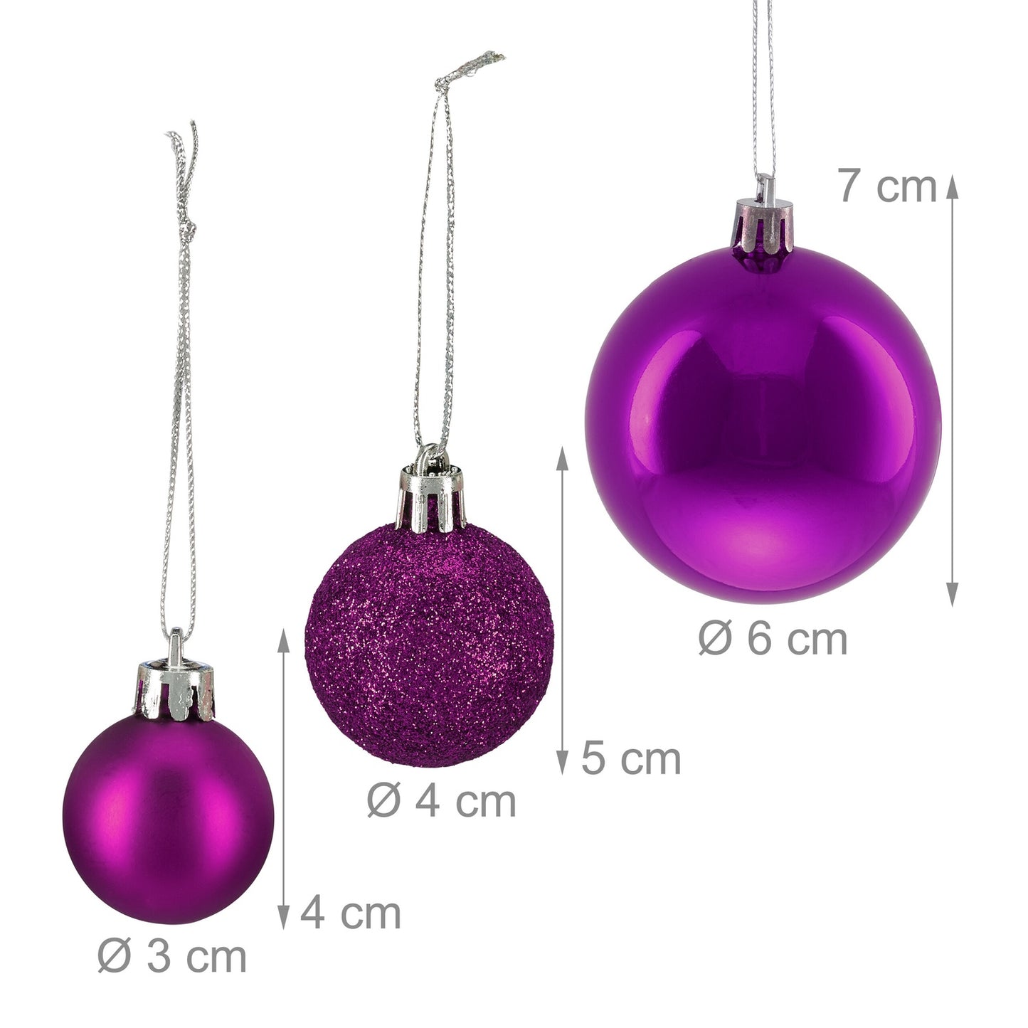 Christmas Tree Baubles Set, 50 Pcs – Matte, Shiny, Glittery