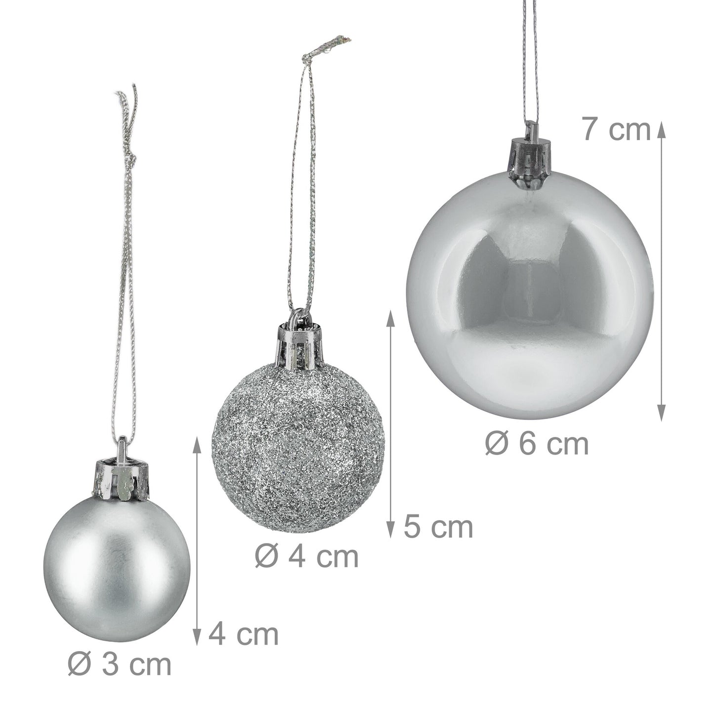 Christmas Tree Baubles Set, 50-Piece, Plastic Ornaments