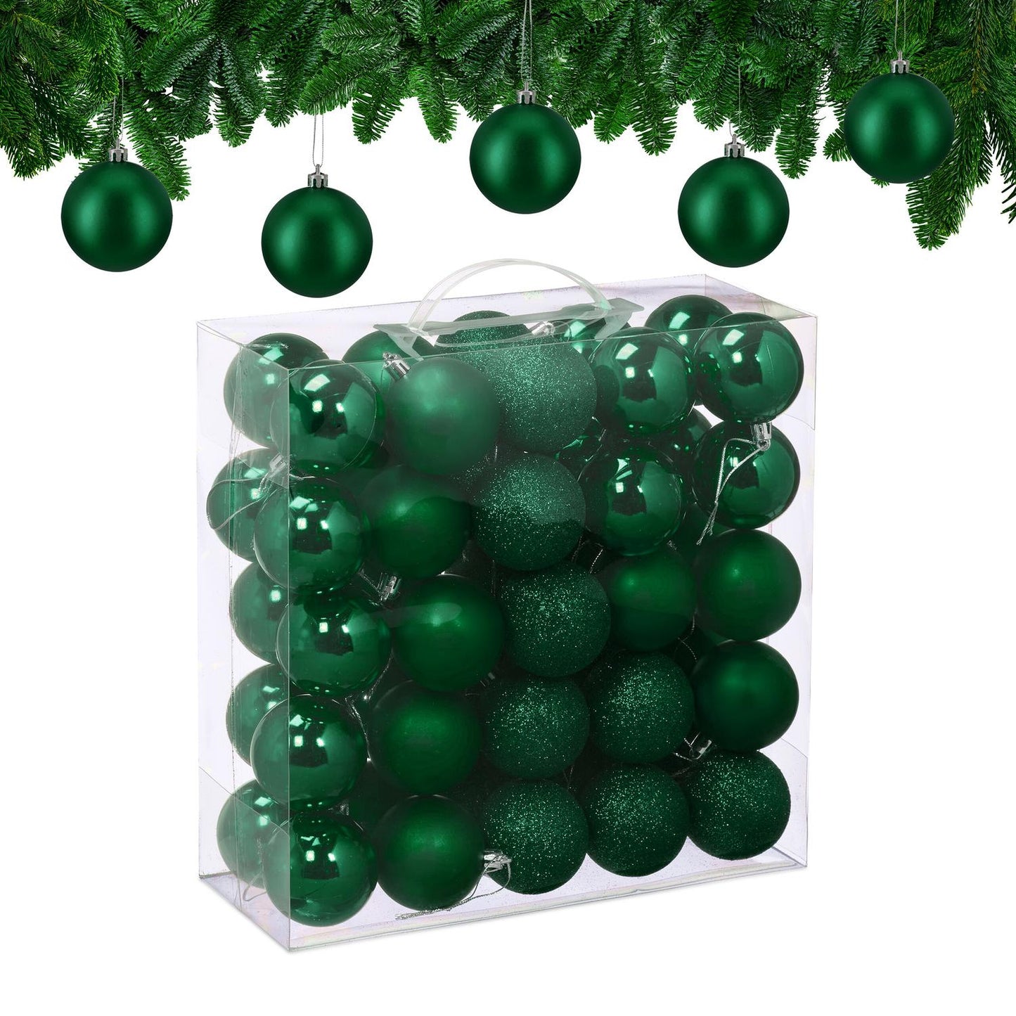 Christmas Tree Baubles Set, 50 Pieces, Matte/Glitter/Glossy