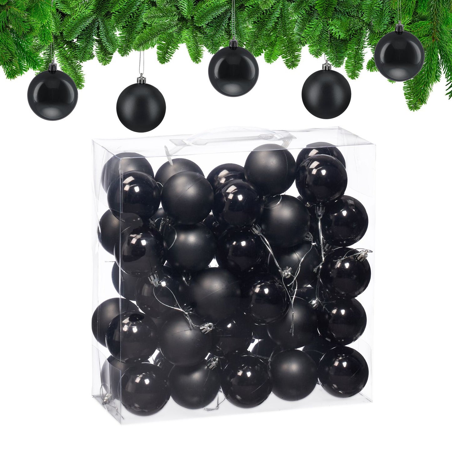 Christmas Tree Baubles Set, 50 Pieces, Matte & Glossy