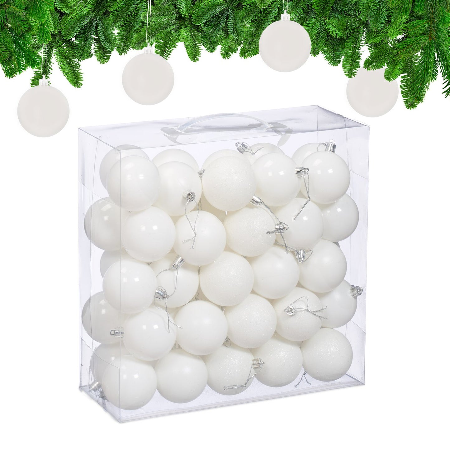 Christmas Tree Baubles Set, 50 Pieces, Matte & Glossy