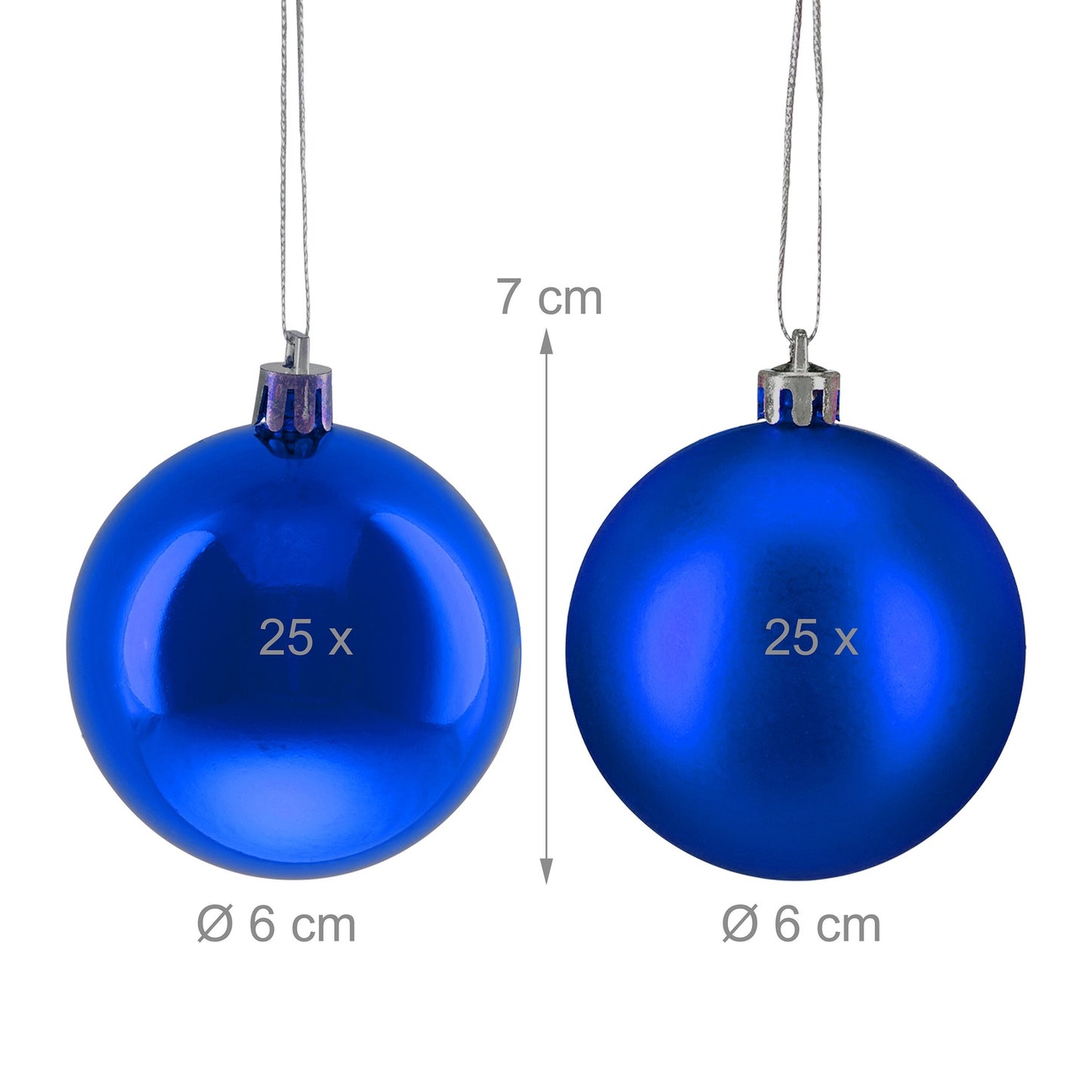 Christmas Tree Baubles Set, 50 Pieces, Matte & Glossy Finish
