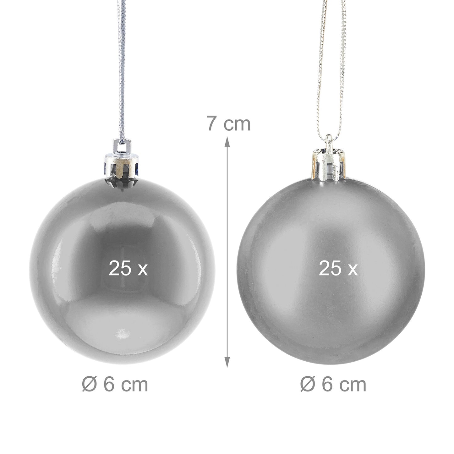 Christmas Tree Baubles Set, 50 Pieces, Matte & Glossy Finish