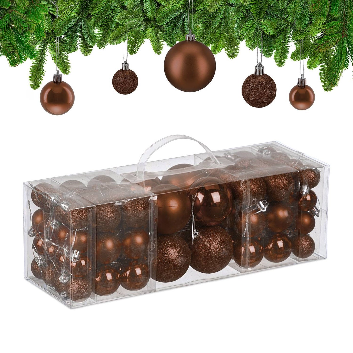 Christmas Tree Baubles Set, 76 Pcs – Matte, Shiny, Glitter