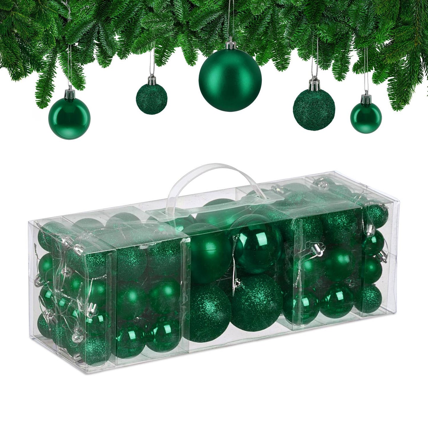 Christmas Tree Baubles Set, 76 Pcs – Matte, Shiny, Glittery