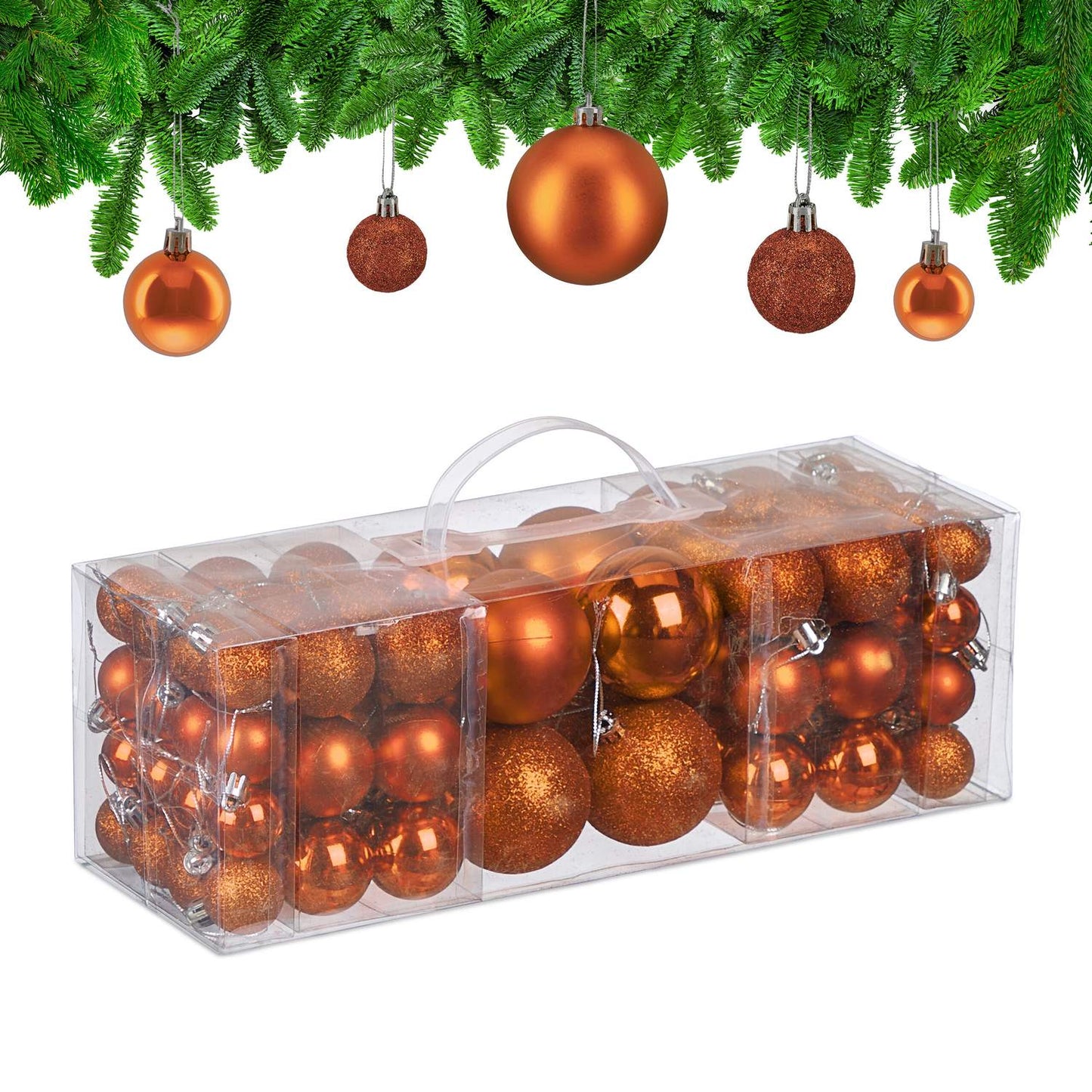 Christmas Tree Baubles Set, 76 Pieces – Matte, Shiny, Glitter