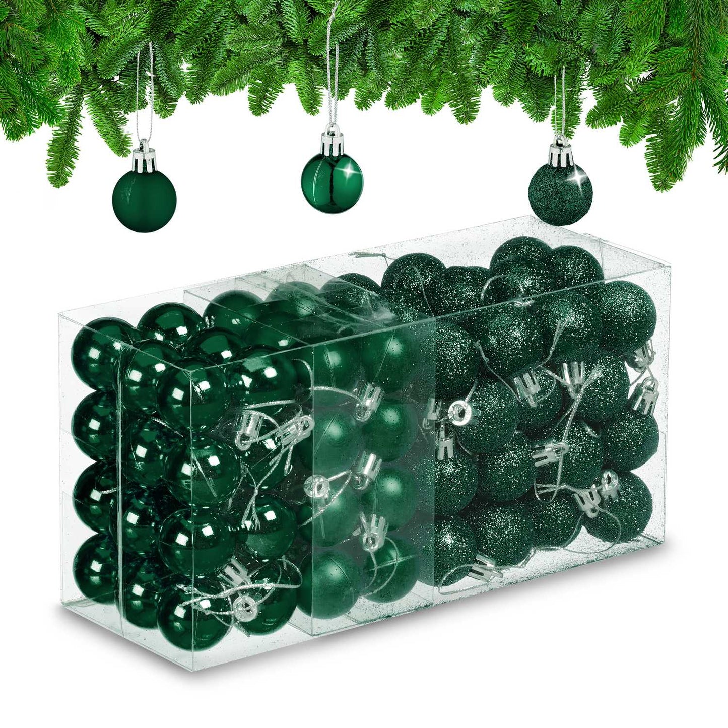 Christmas Tree Baubles Set, 96 Pieces, Plastic
