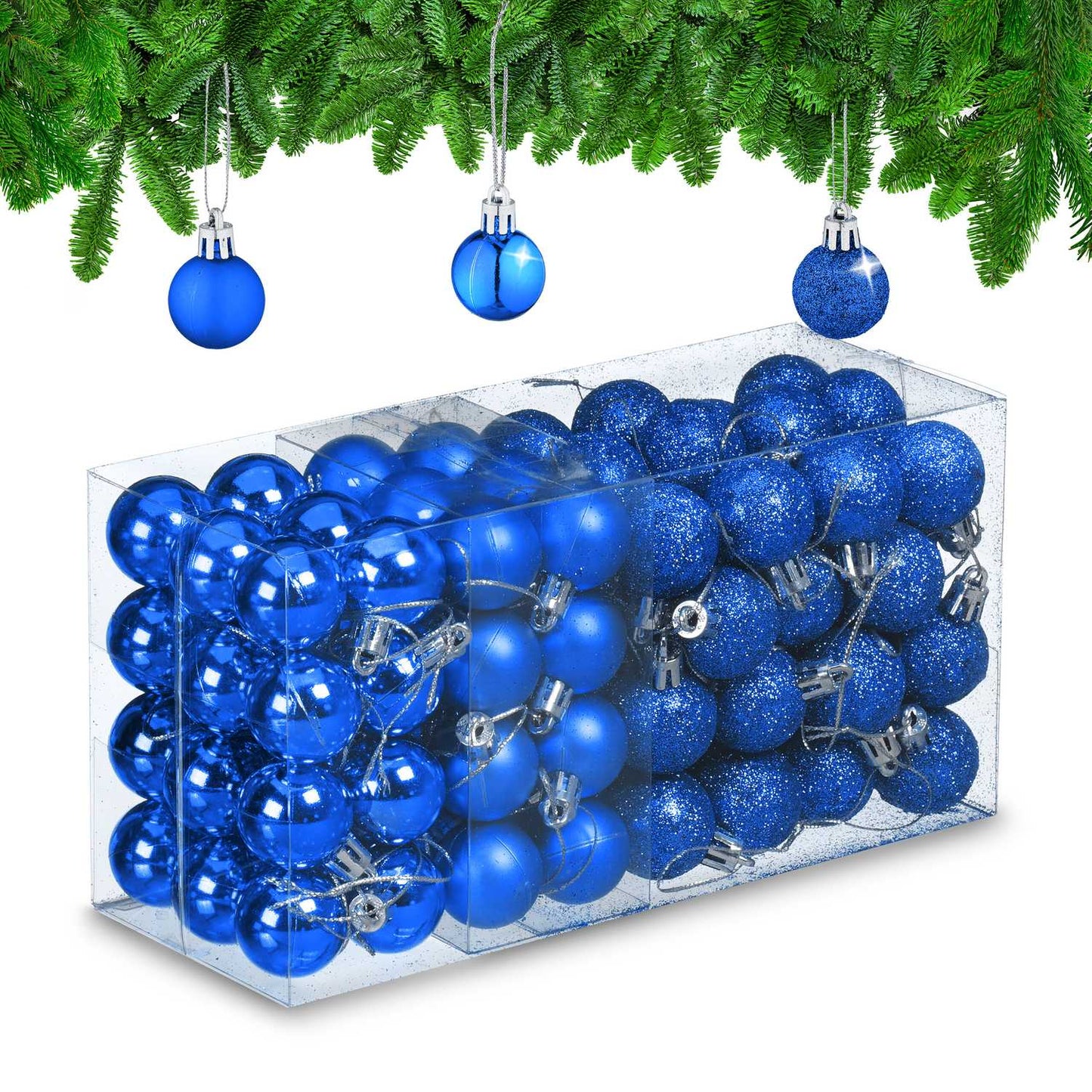 Christmas Tree Baubles Set, 96 Pieces, Plastic