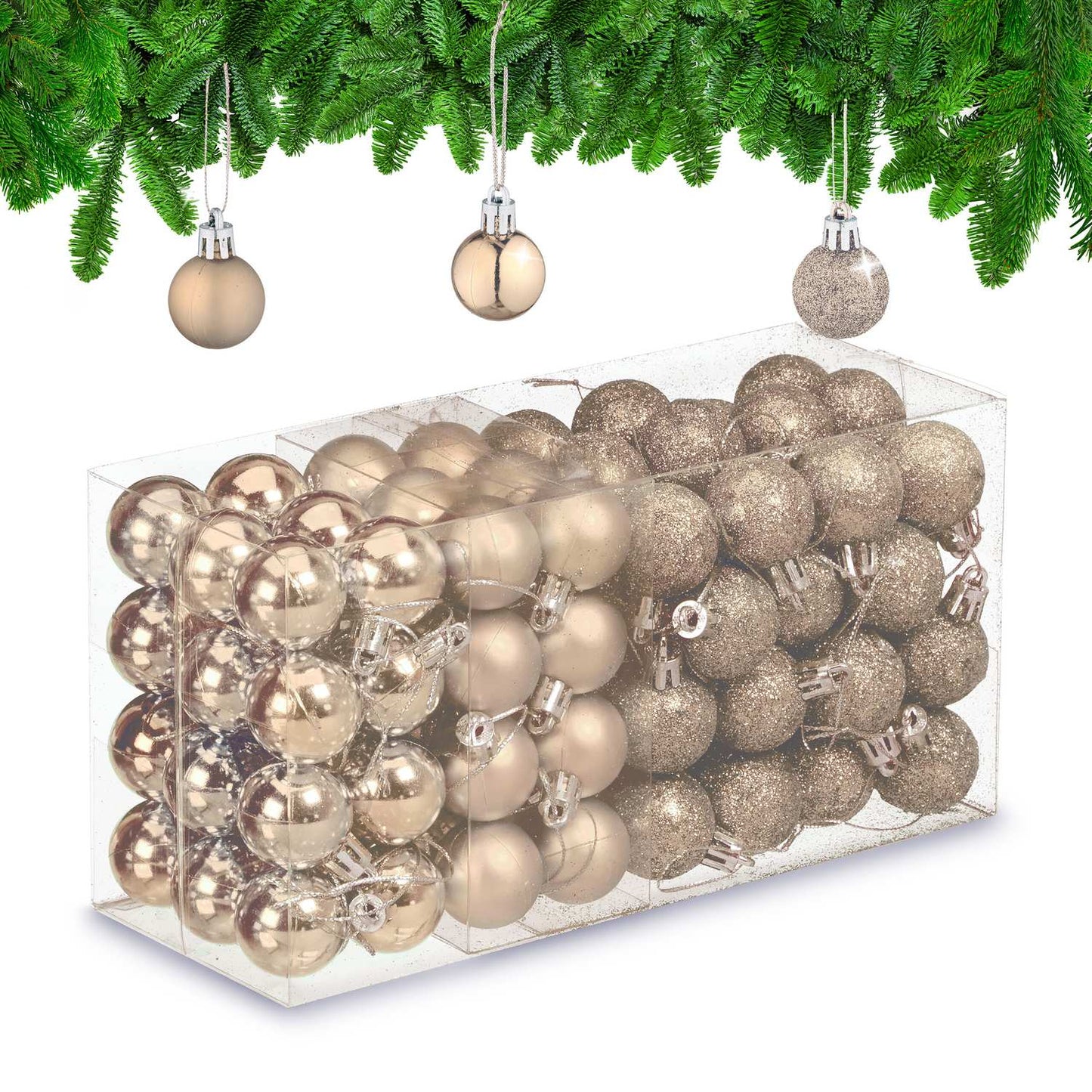 Christmas Tree Baubles Set, 96 Plastic Decorations