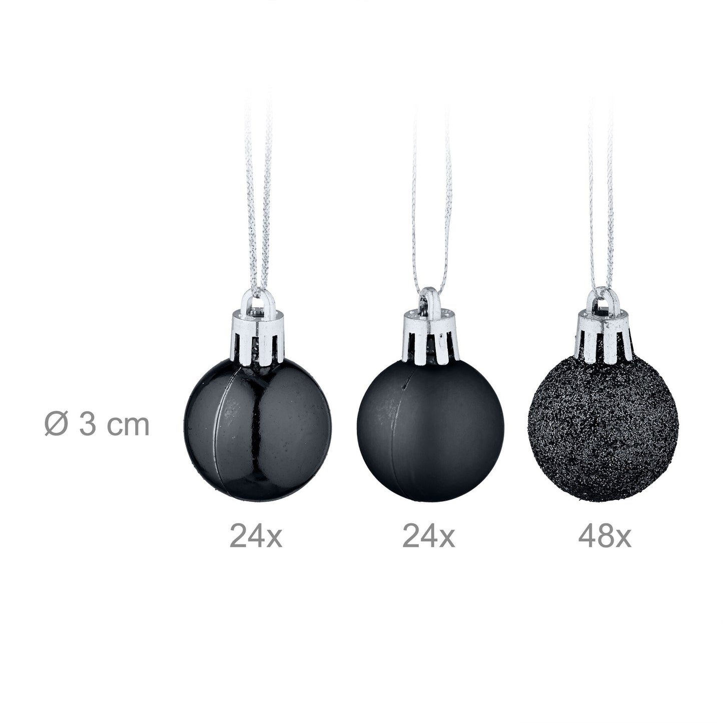 Christmas Tree Baubles Set, 96 Plastic Ornaments