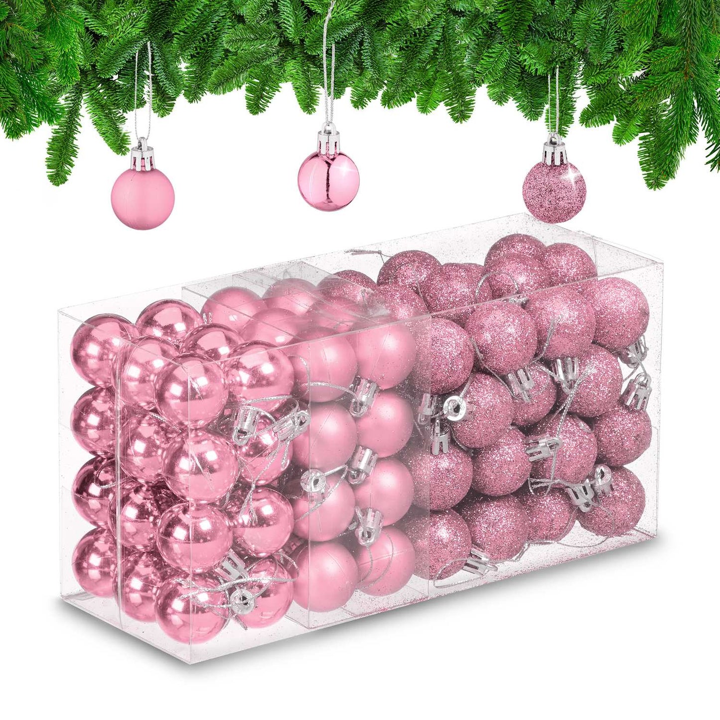 Christmas Tree Baubles Set, 96 Plastic Ornaments