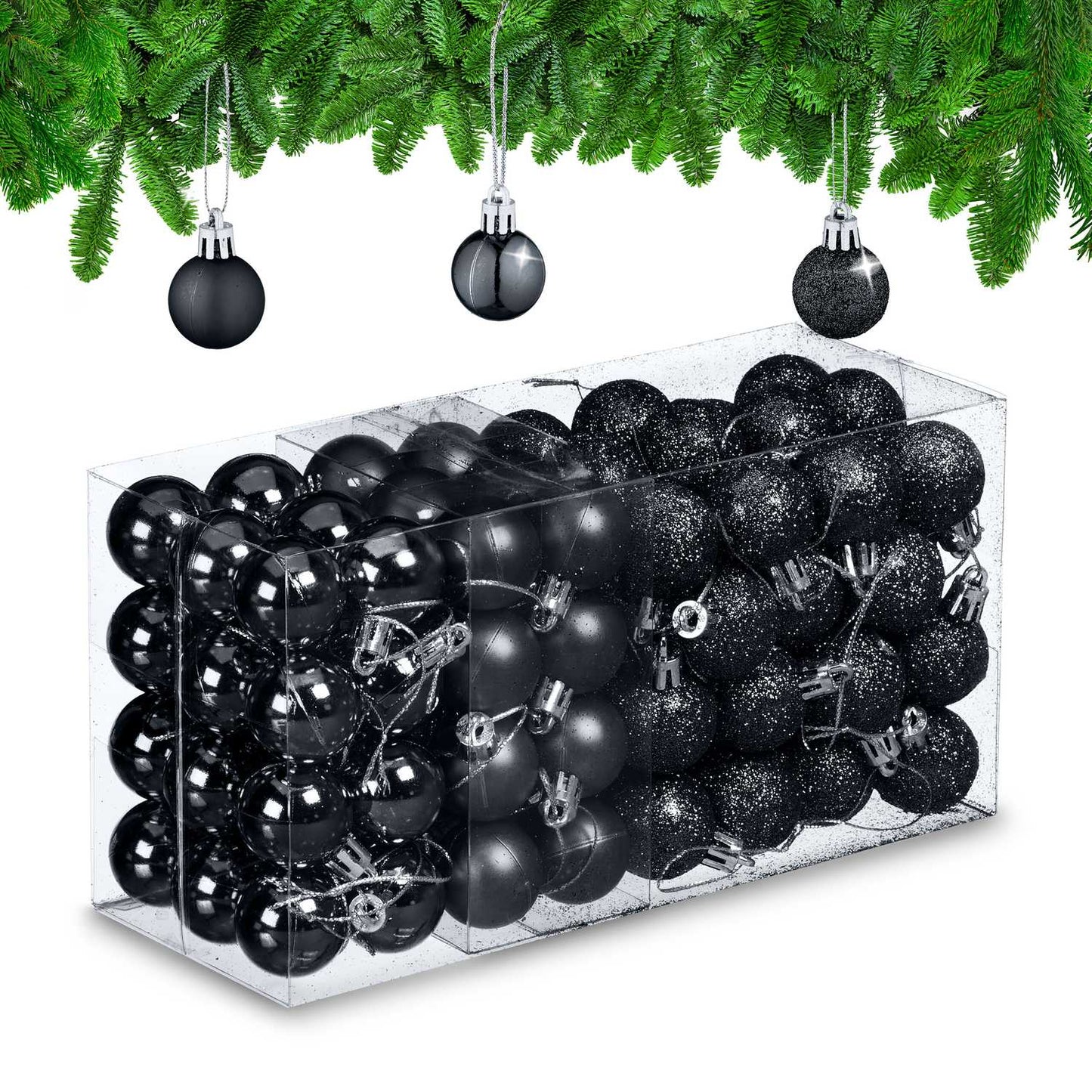 Christmas Tree Baubles Set, 96 Plastic Ornaments