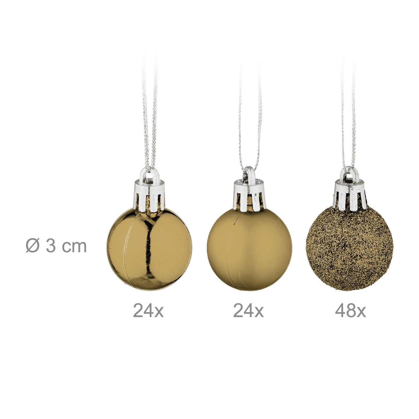 Christmas Tree Baubles Set, 96 Plastic Ornaments