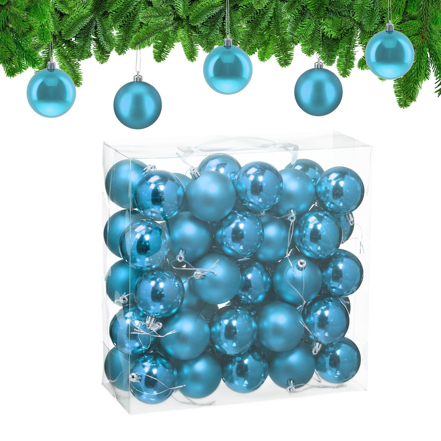 Christmas Tree Baubles Set, Matte & Glossy, 50 Pieces