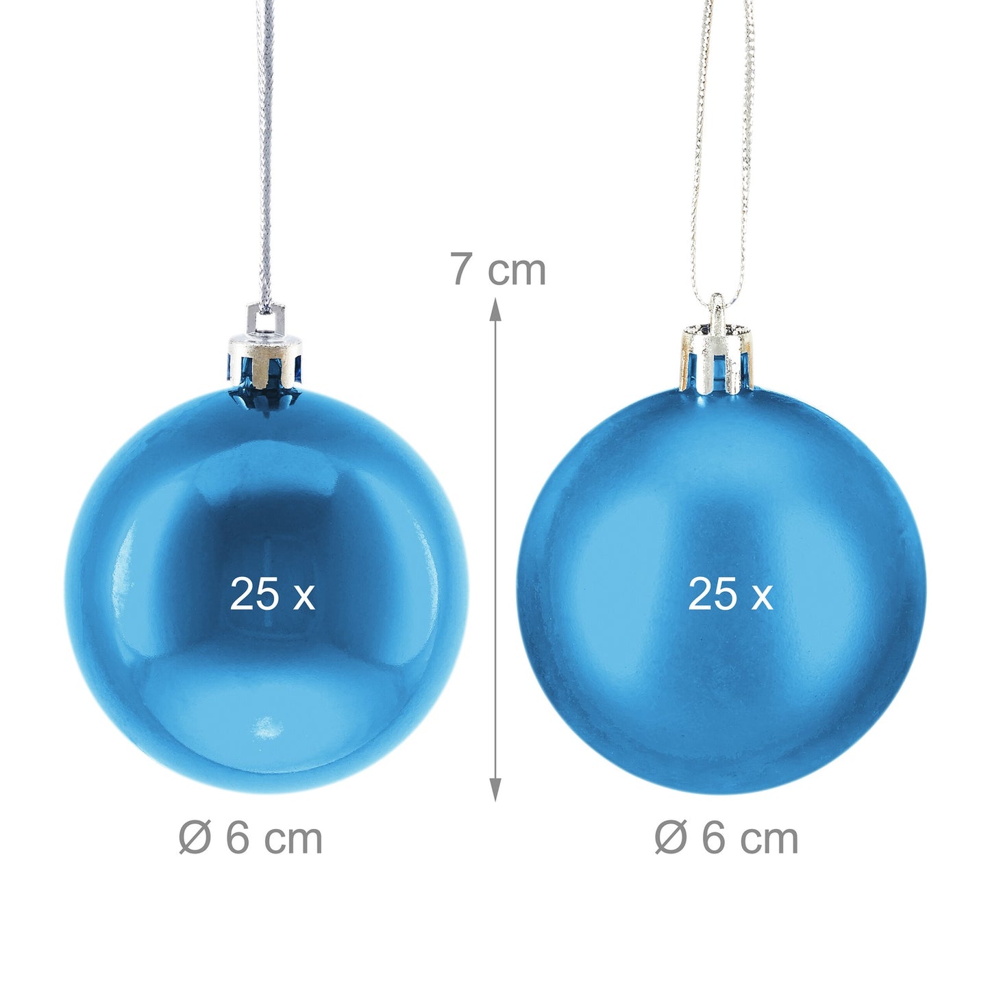 Christmas Tree Baubles Set, Matte & Glossy, 50 Pieces