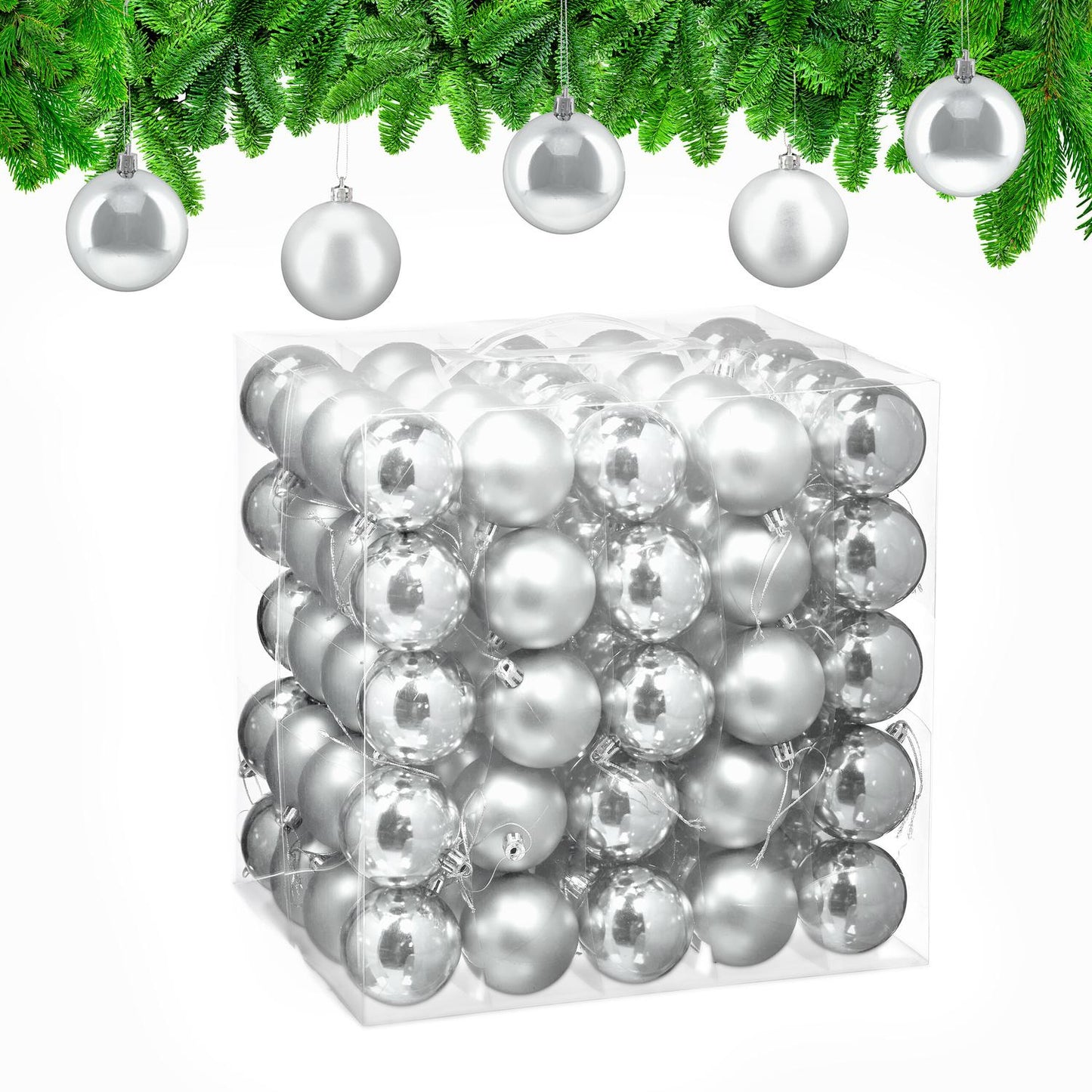 Christmas Tree Baubles Set, Matte & Glossy Finish, 100-Pack