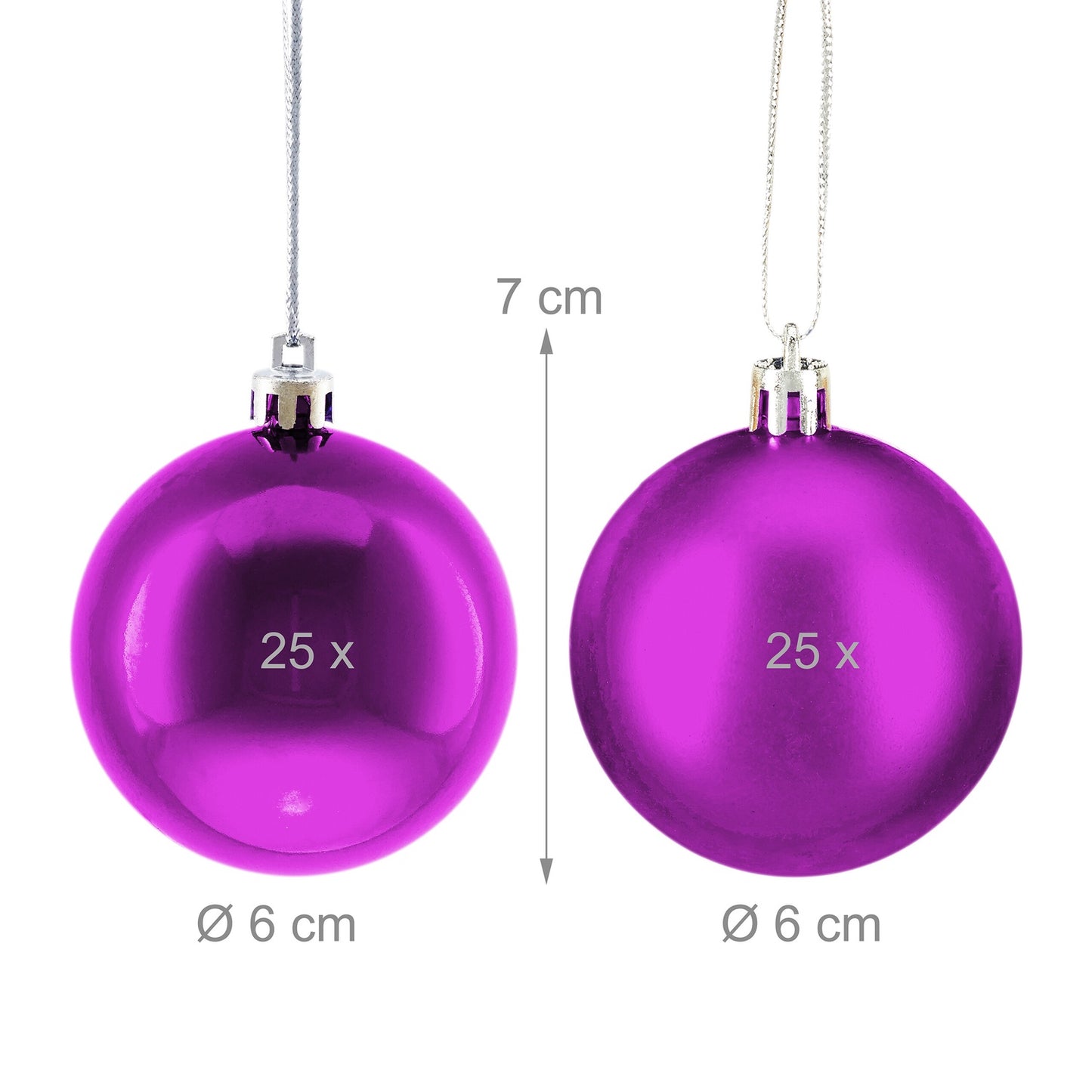 Christmas Tree Baubles Set, Matte & Glossy Finish, 50-Pack