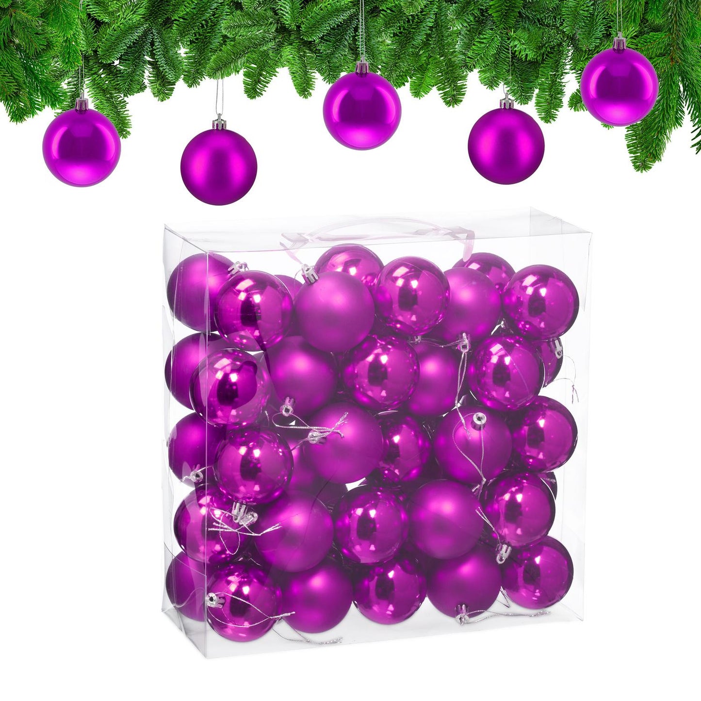 Christmas Tree Baubles Set, Matte & Glossy Finish, 50-Pack